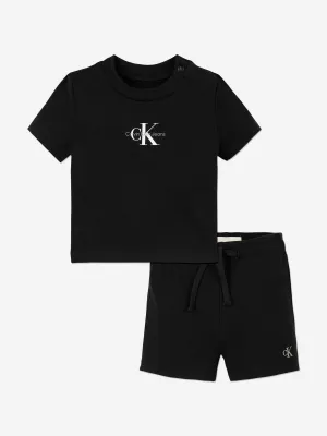 Baby Monogram Logo Short Set in Black
