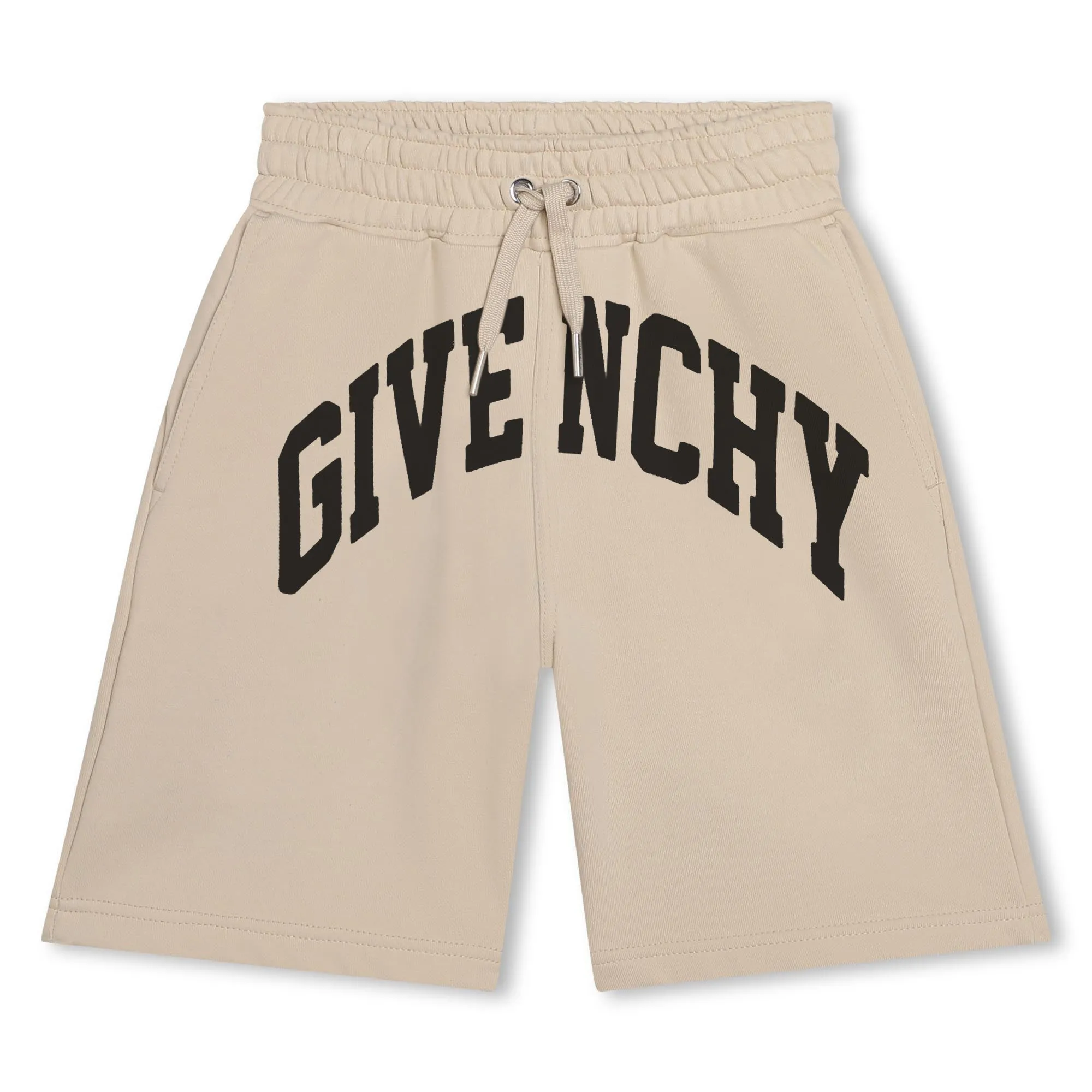 Beige Cotton Varsity Shorts
