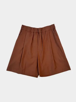 Bermuda Marroni In Cotone Con Vita Elasticizzata