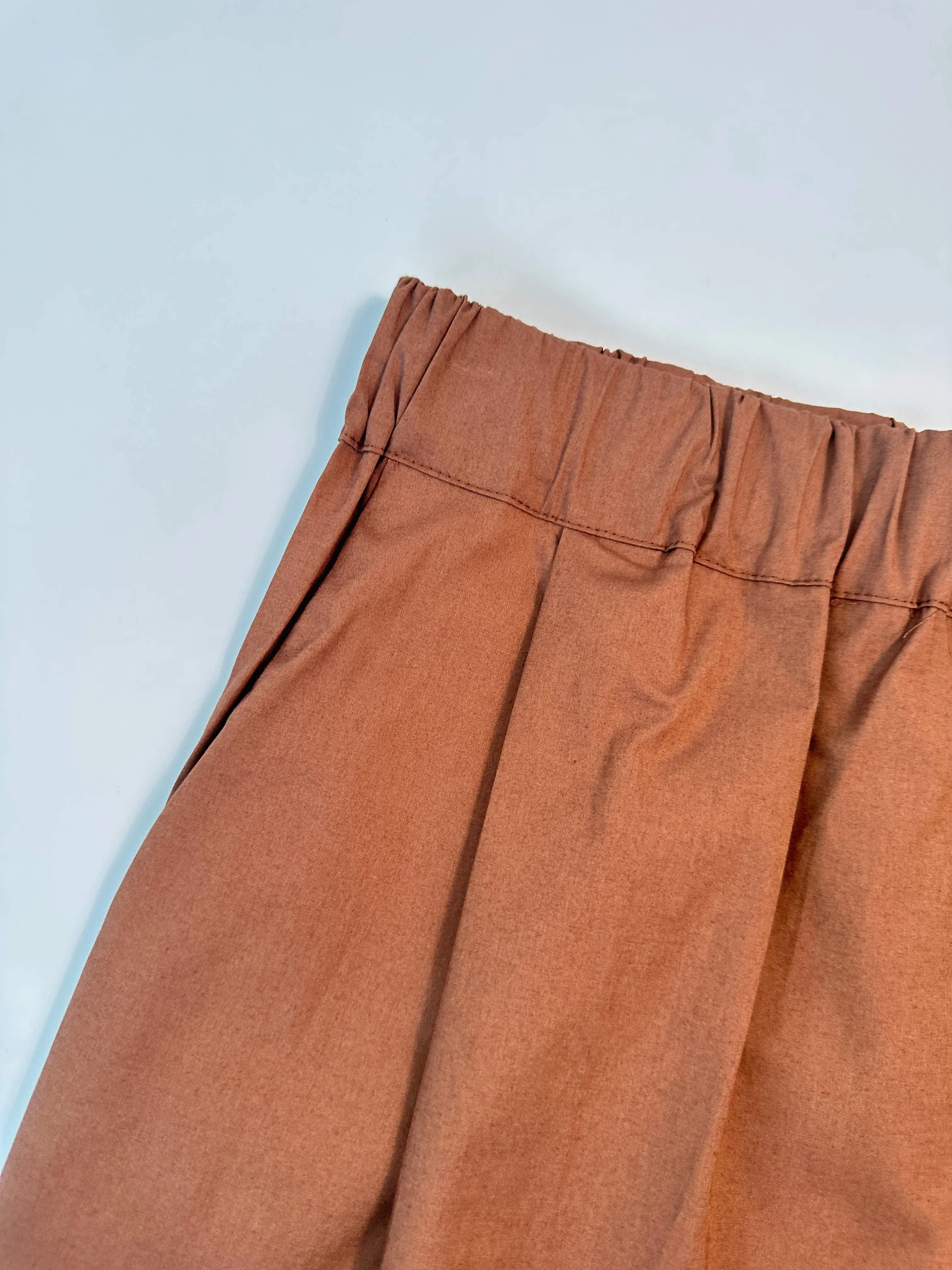 Bermuda Marroni In Cotone Con Vita Elasticizzata