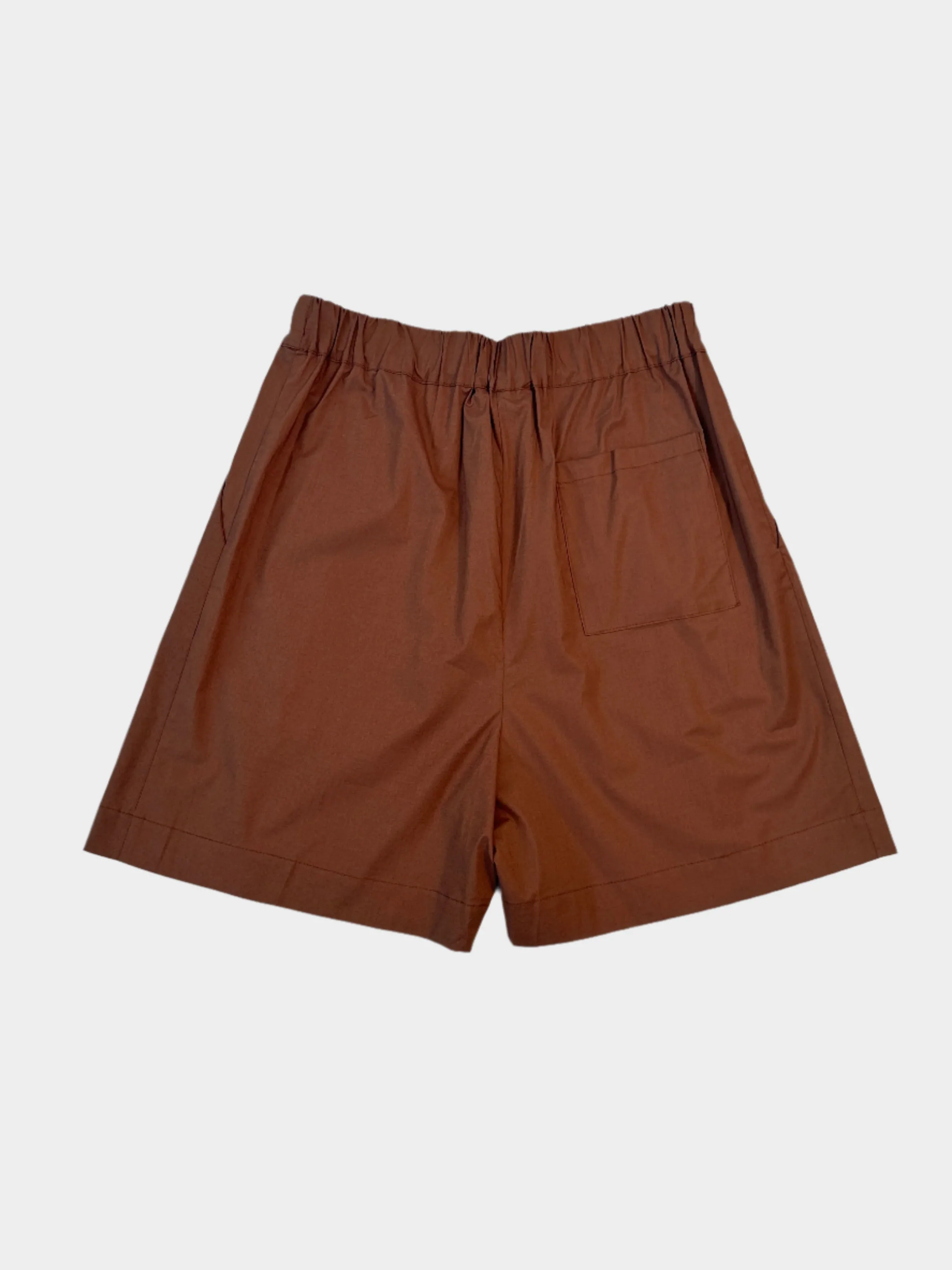 Bermuda Marroni In Cotone Con Vita Elasticizzata
