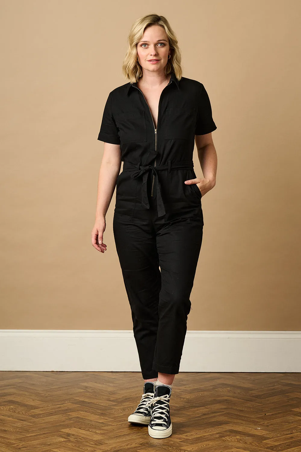 Billy Boilersuit - Black. Outer Space Embroidery
