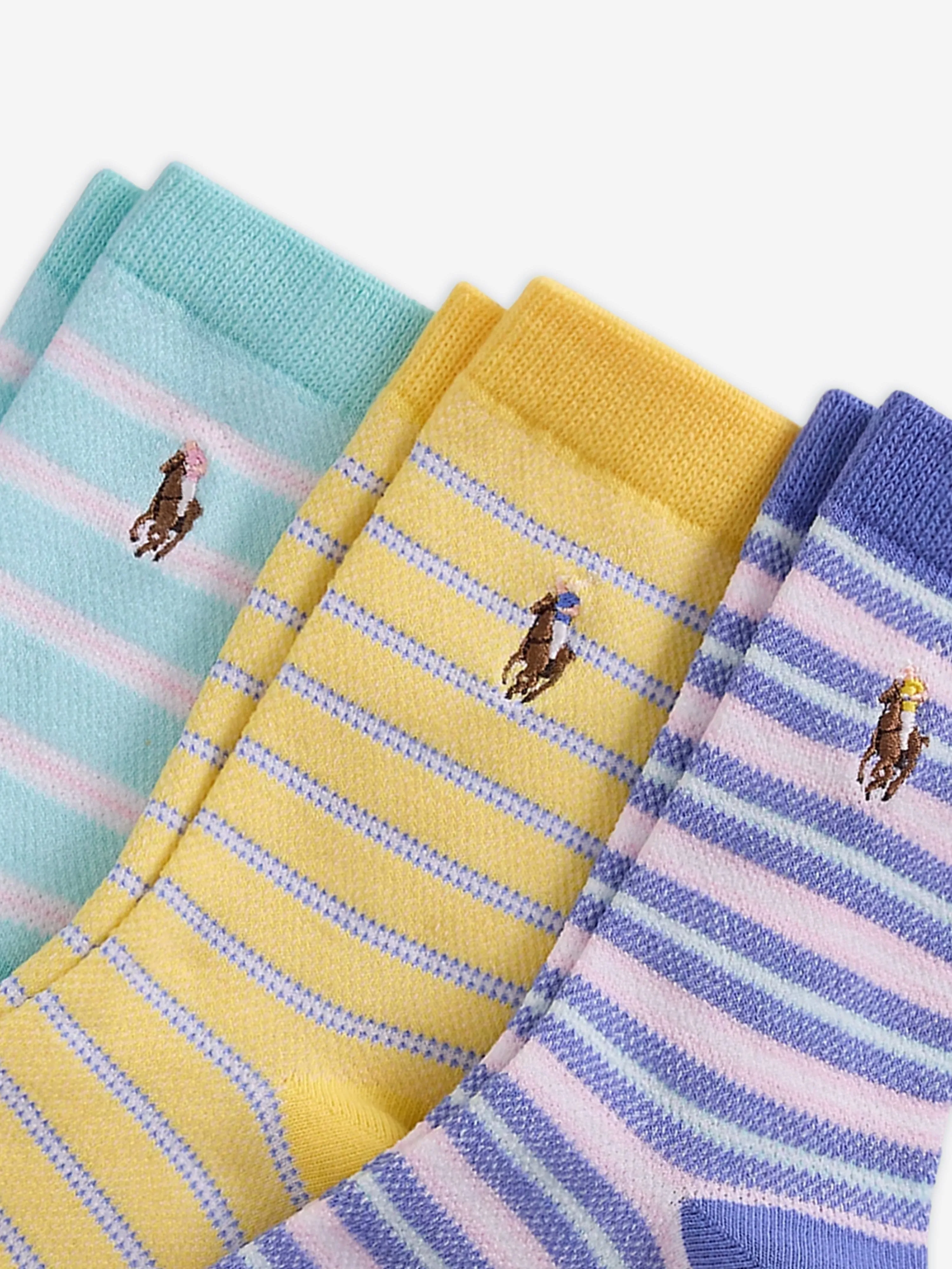 Boys 3 Pack Oxford Stripe Socks Set in Blue
