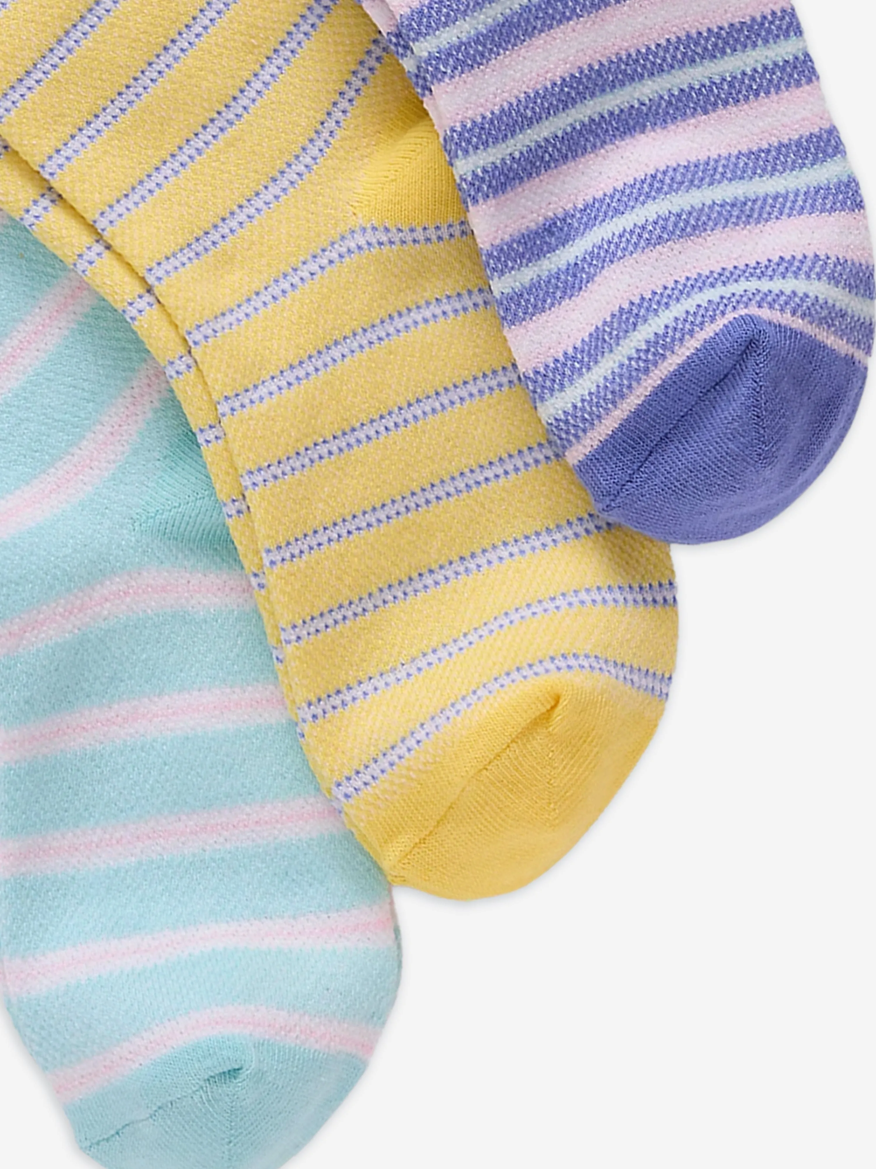 Boys 3 Pack Oxford Stripe Socks Set in Blue