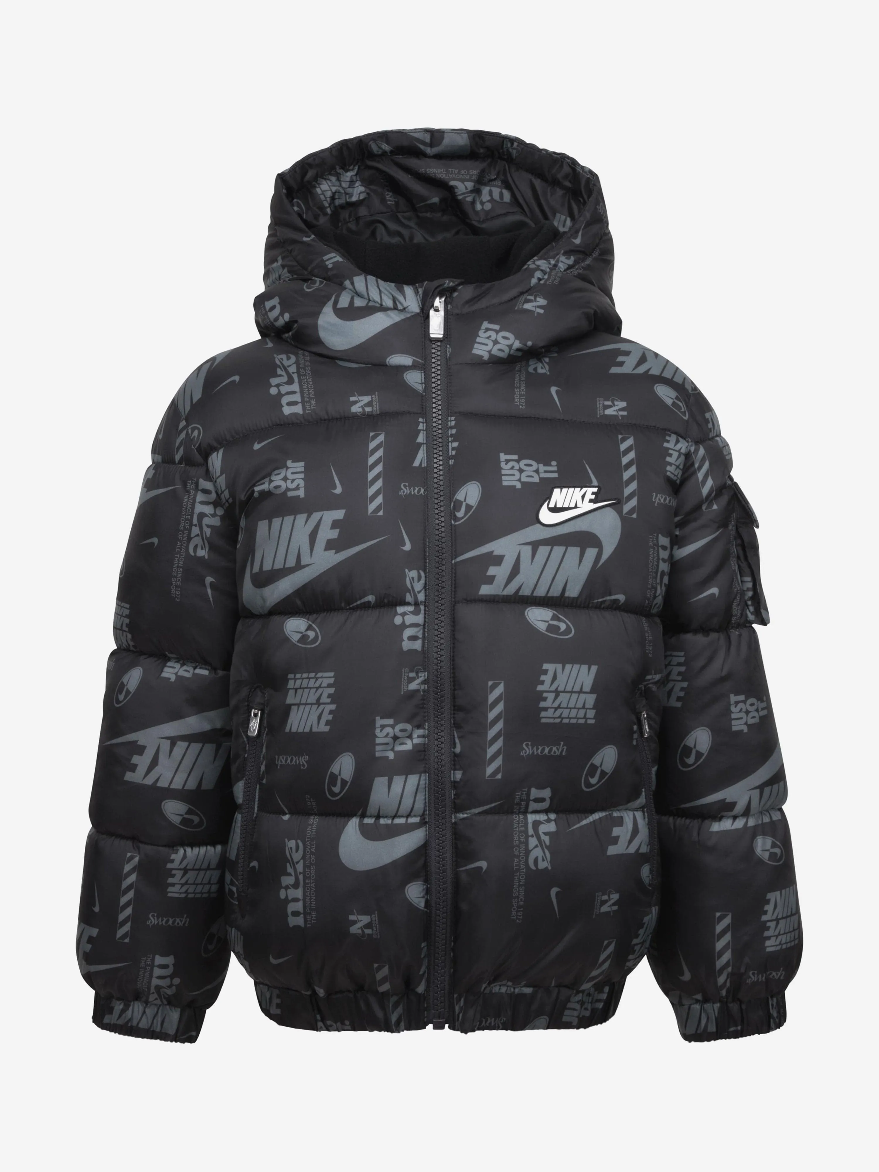 Boys DNA Logo Puffer Jacket in Black