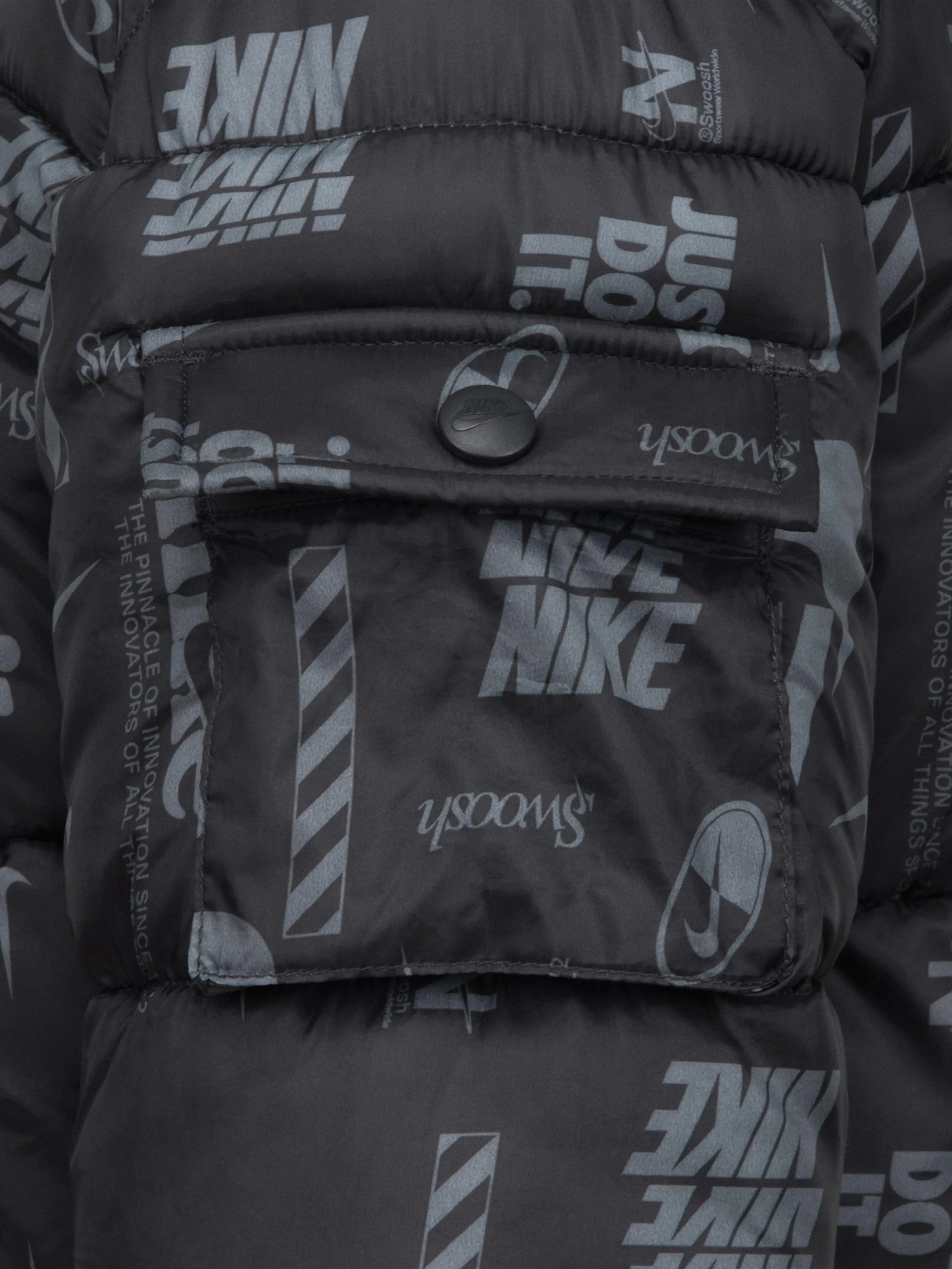 Boys DNA Logo Puffer Jacket in Black