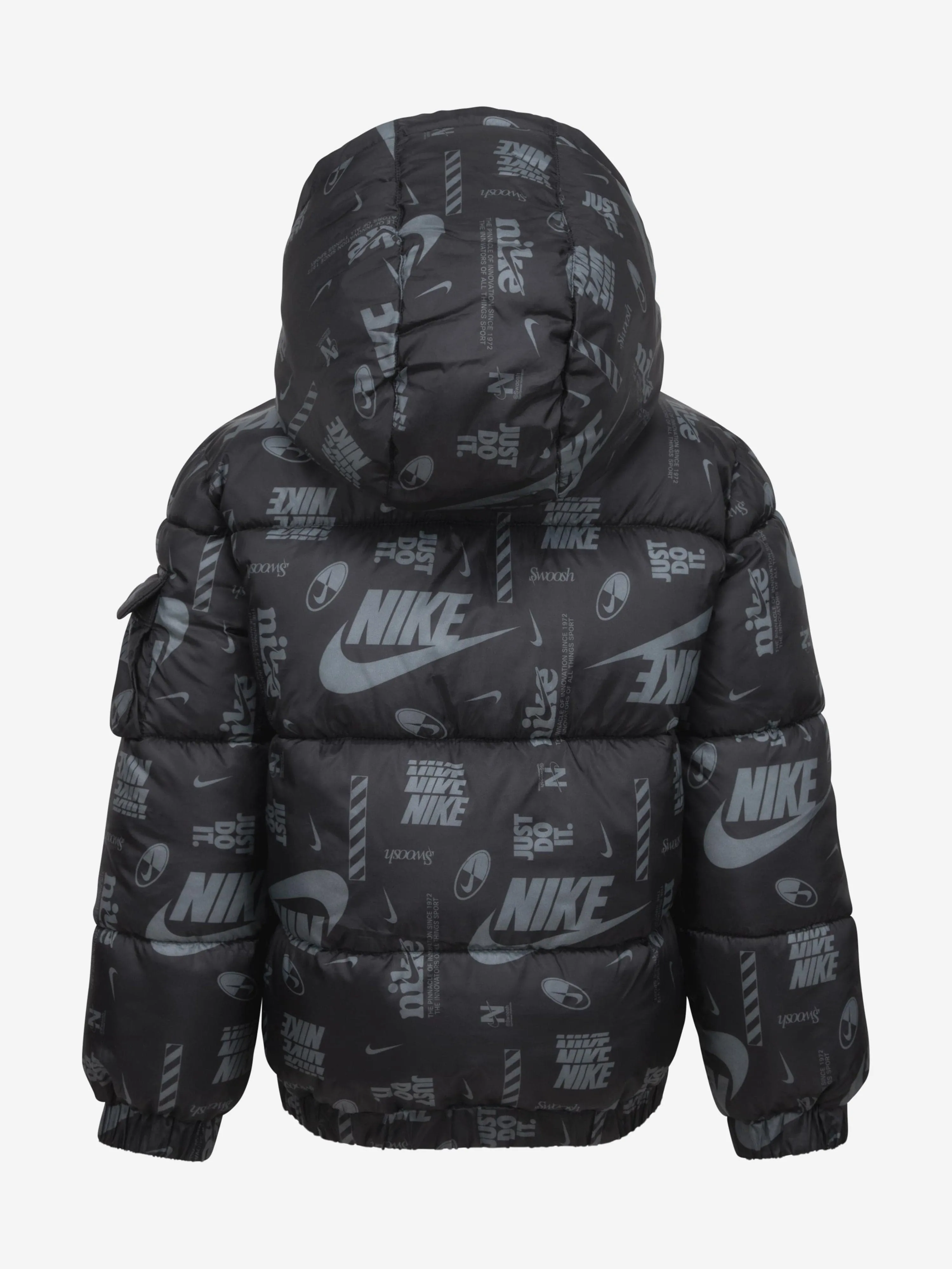 Boys DNA Logo Puffer Jacket in Black