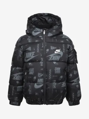 Boys DNA Logo Puffer Jacket in Black