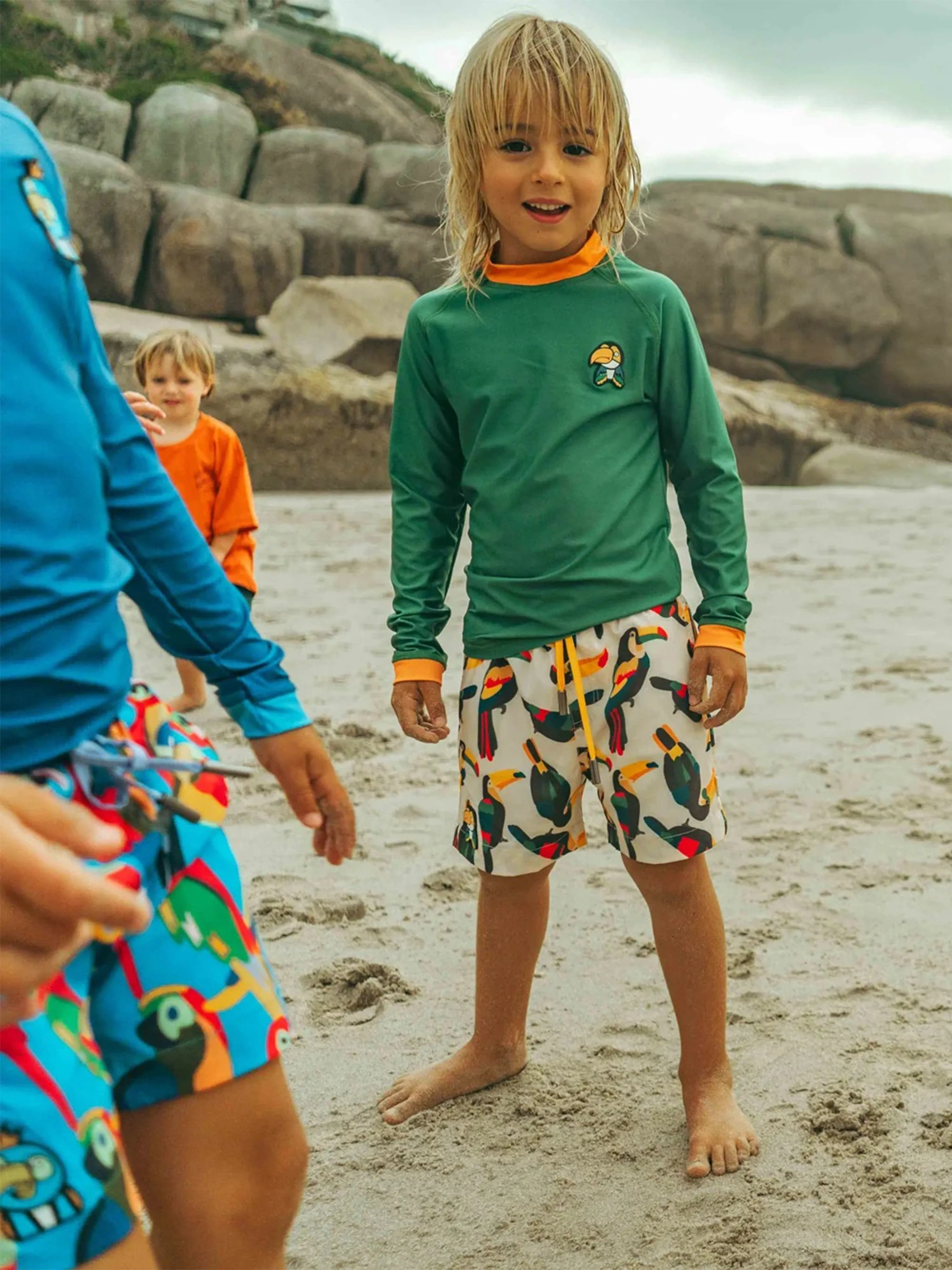 Boys Toucan Sun Protective Rash Vest in Green (UPF50 )
