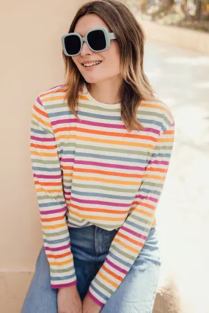 Brunswick Jersey Top - Multi. Soft Retro Stripe