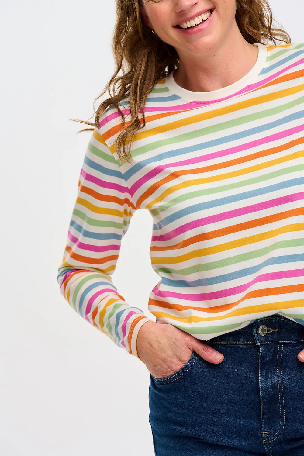 Brunswick Jersey Top - Multi. Soft Retro Stripe