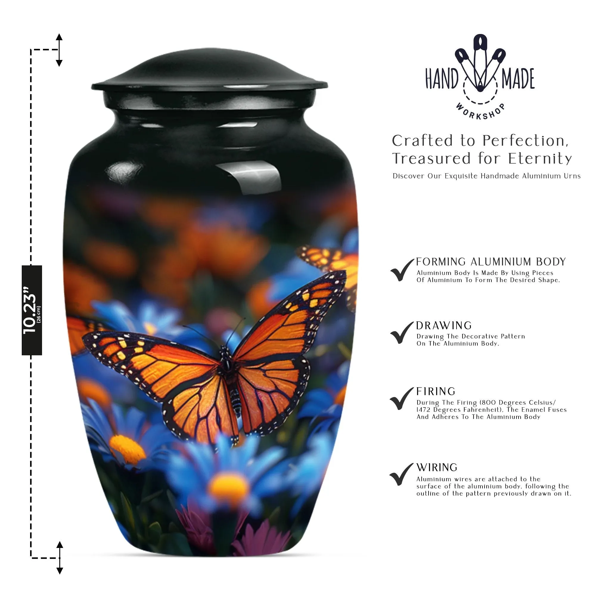 Butterfly Memorial Large Urn: Lasting Tribute for Loved Ones