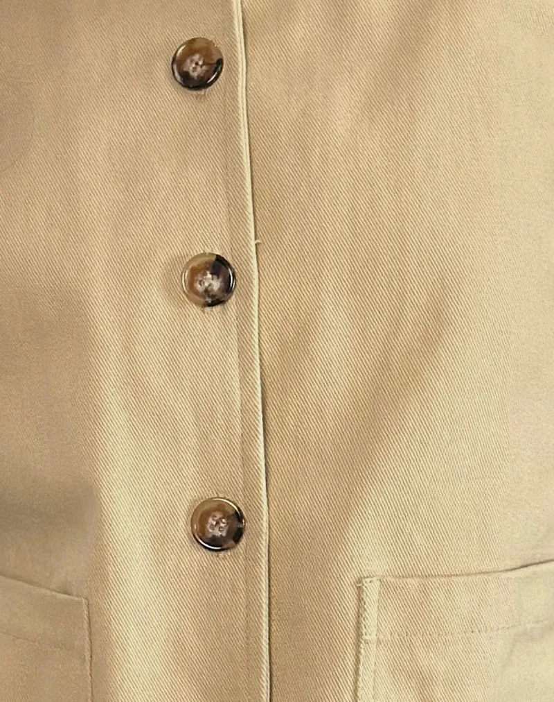 Calva Boxy Jacket in Tan