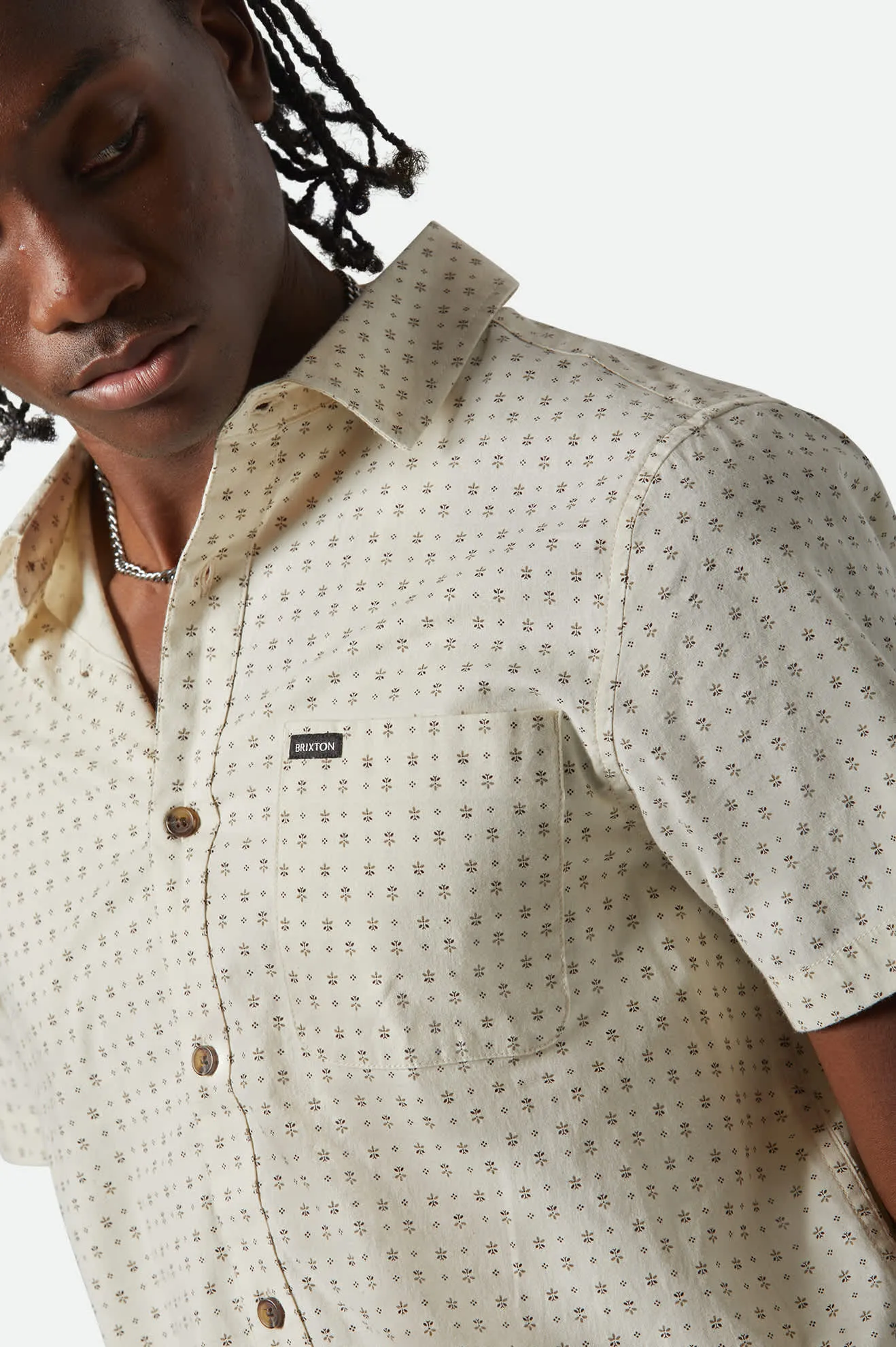 Charter Print S/S Shirt - Off White/Micro Floral