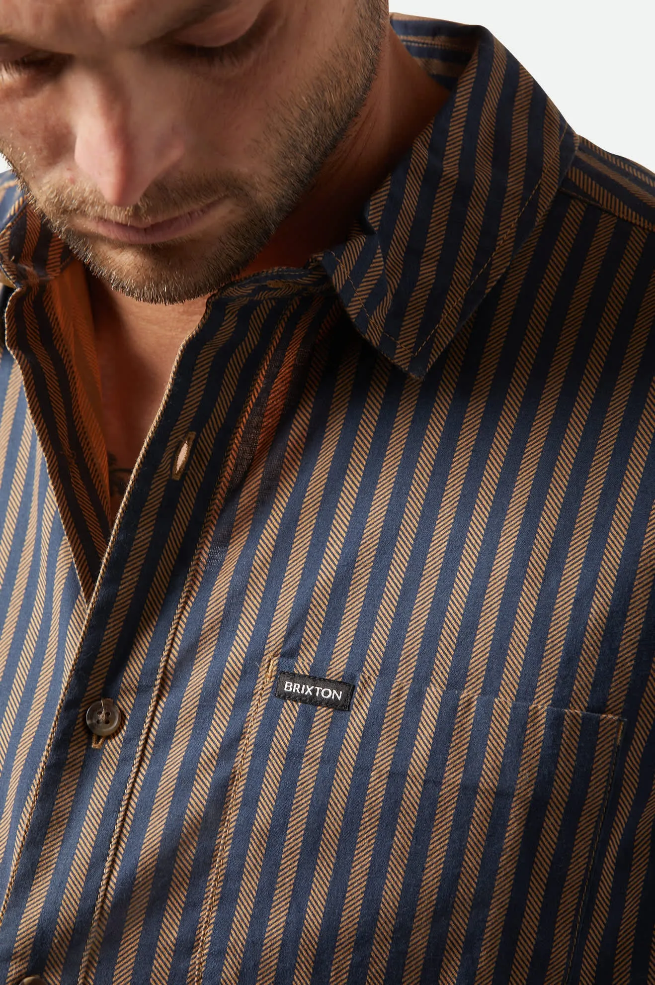 Charter Print S/S Shirt - Washed Blue/Sunnaked  Stripe