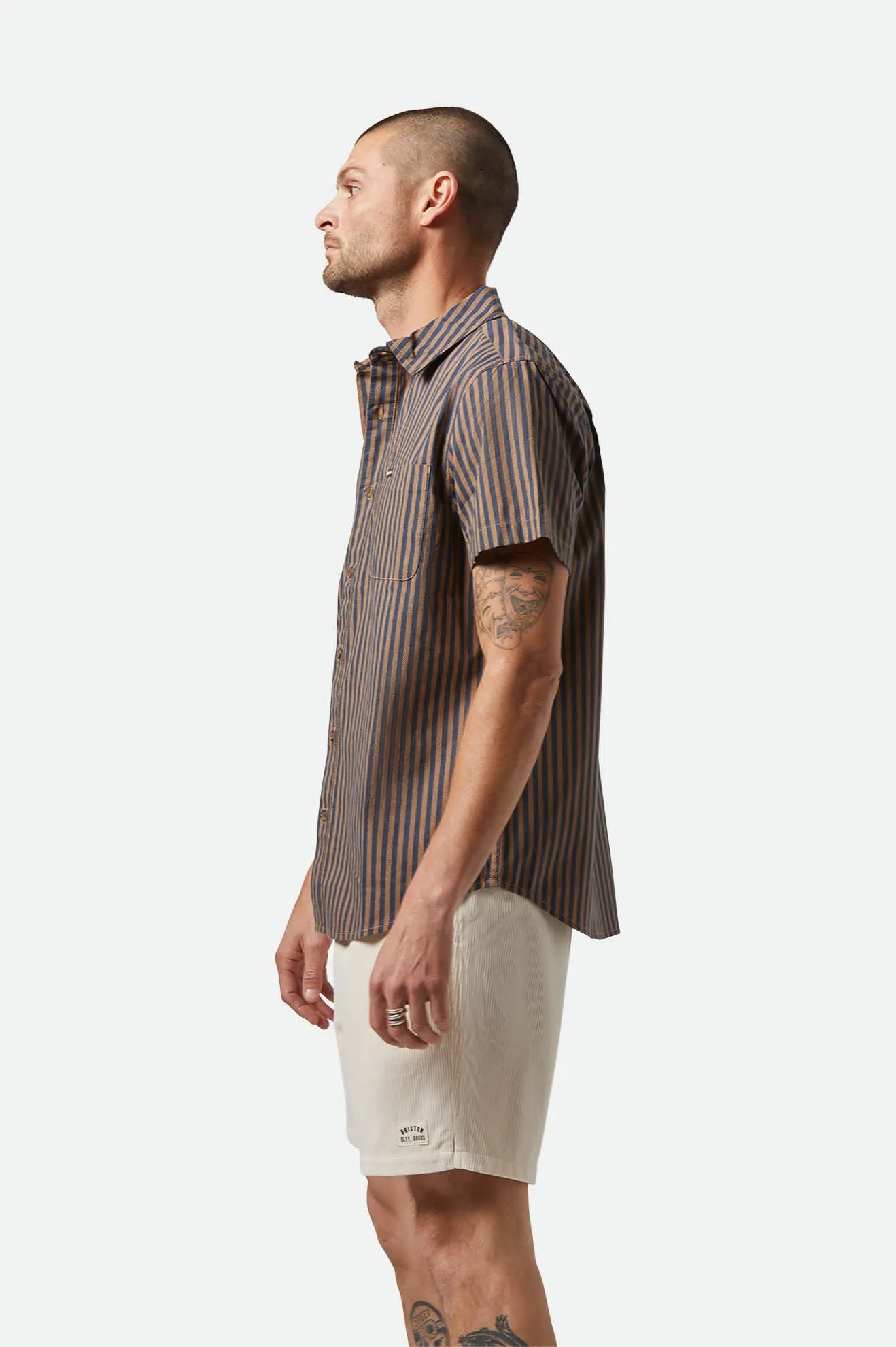 Charter Print S/S Shirt - Washed Blue/Sunnaked  Stripe