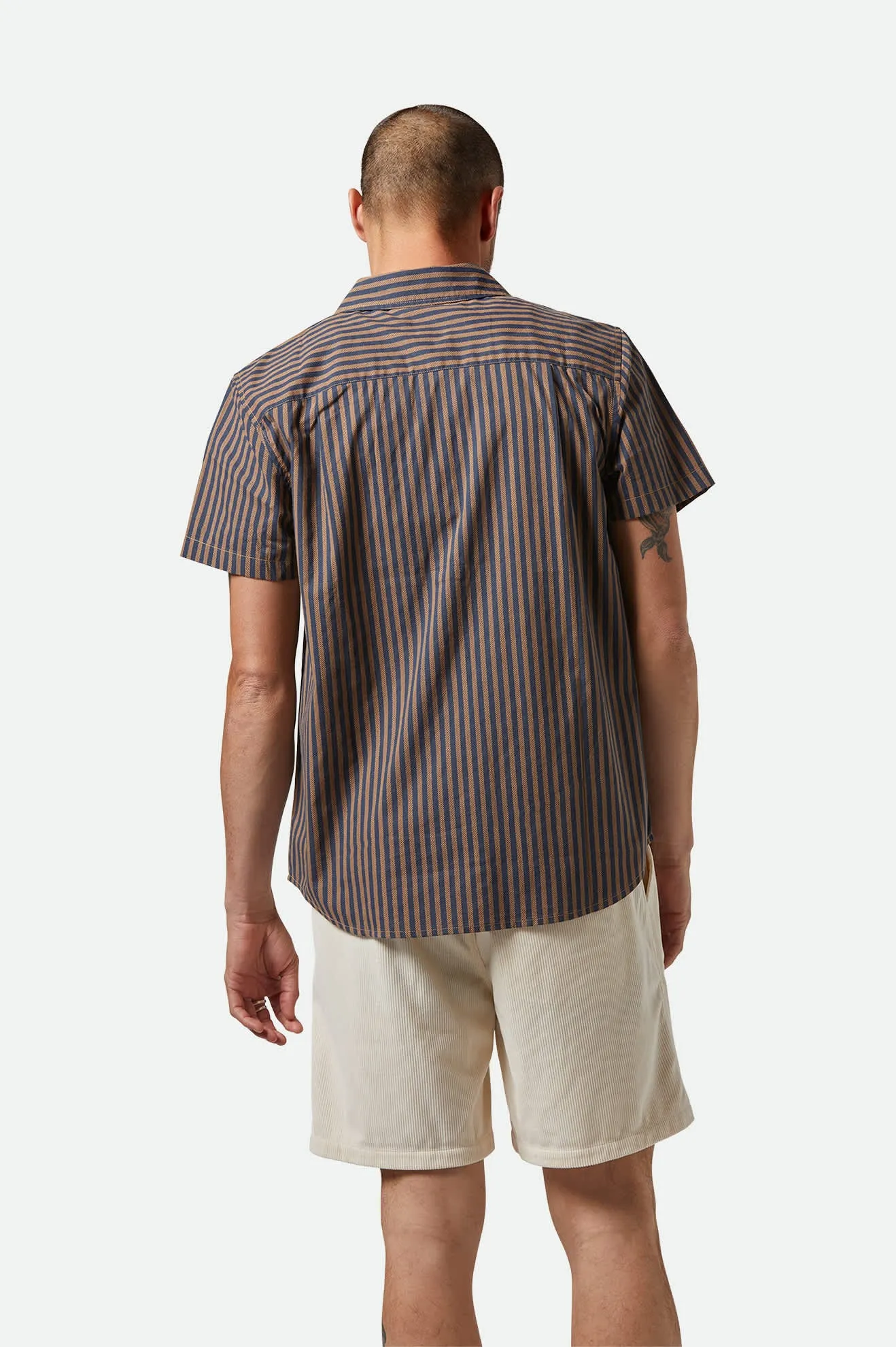 Charter Print S/S Shirt - Washed Blue/Sunnaked  Stripe