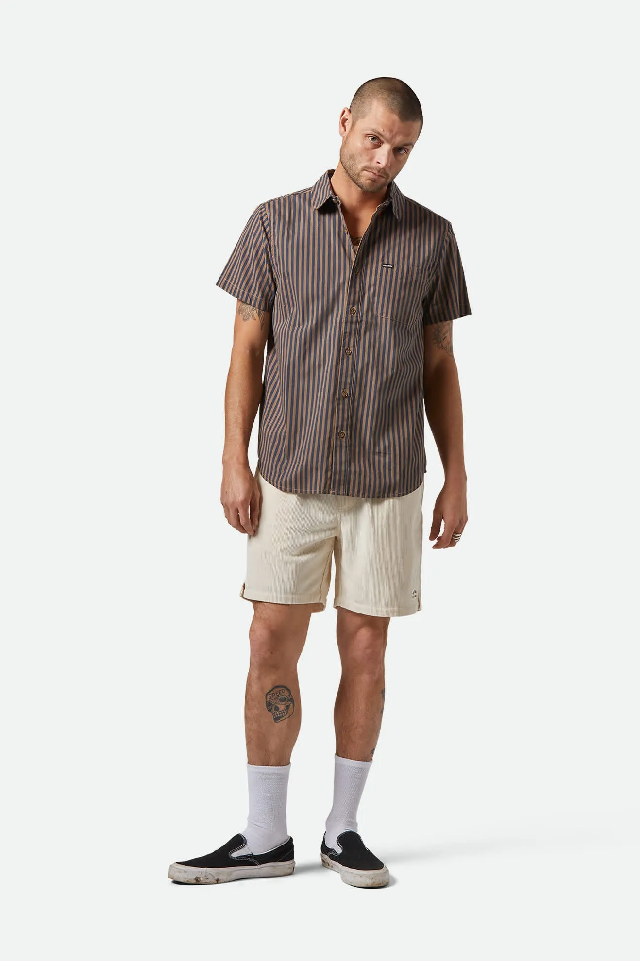 Charter Print S/S Shirt - Washed Blue/Sunnaked  Stripe