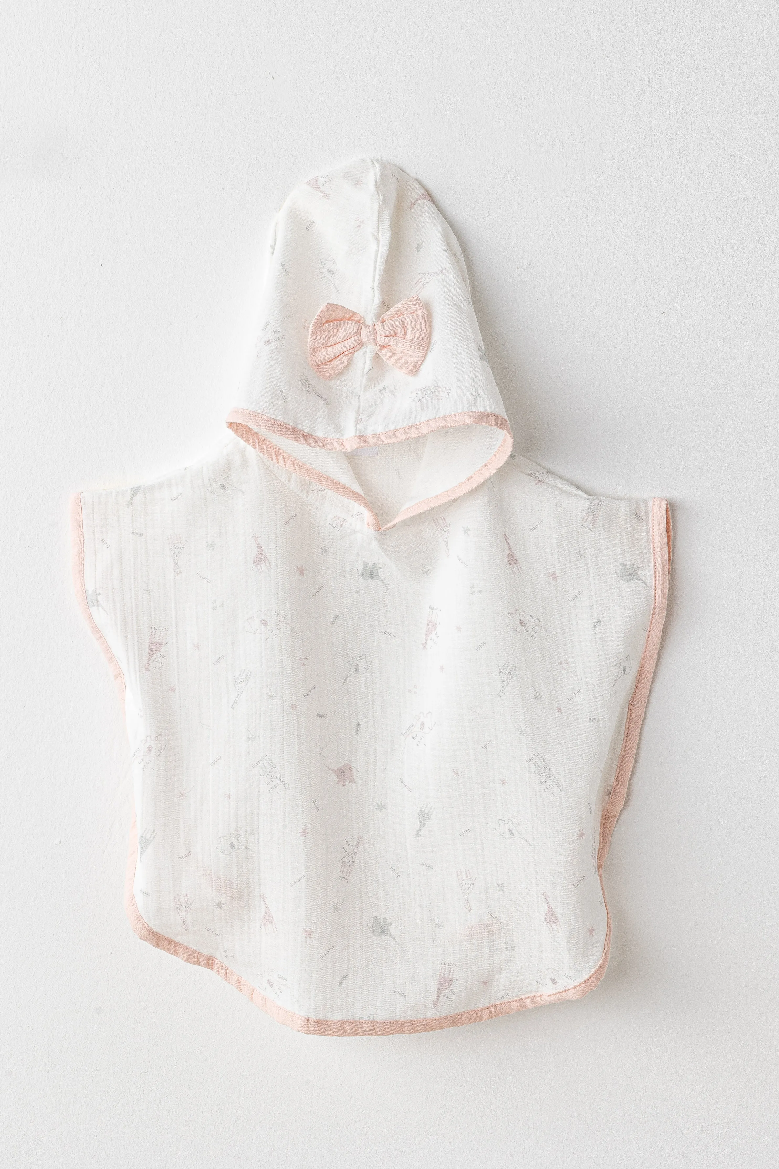 Ecru Love Family Muslin Bow Pancho