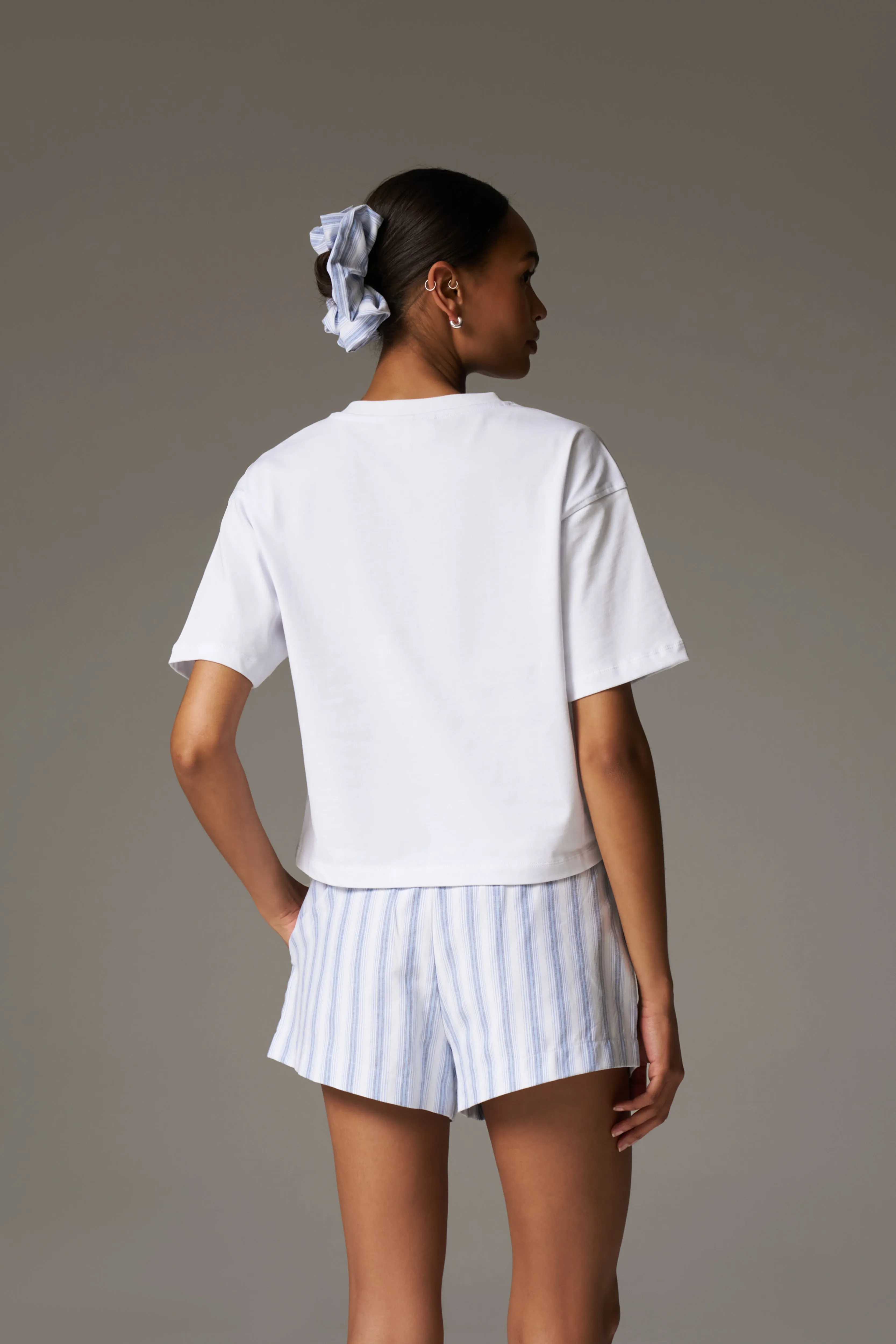 EMBROIDERED PALM GRAPHIC BOXY T-SHIRT - WHITE