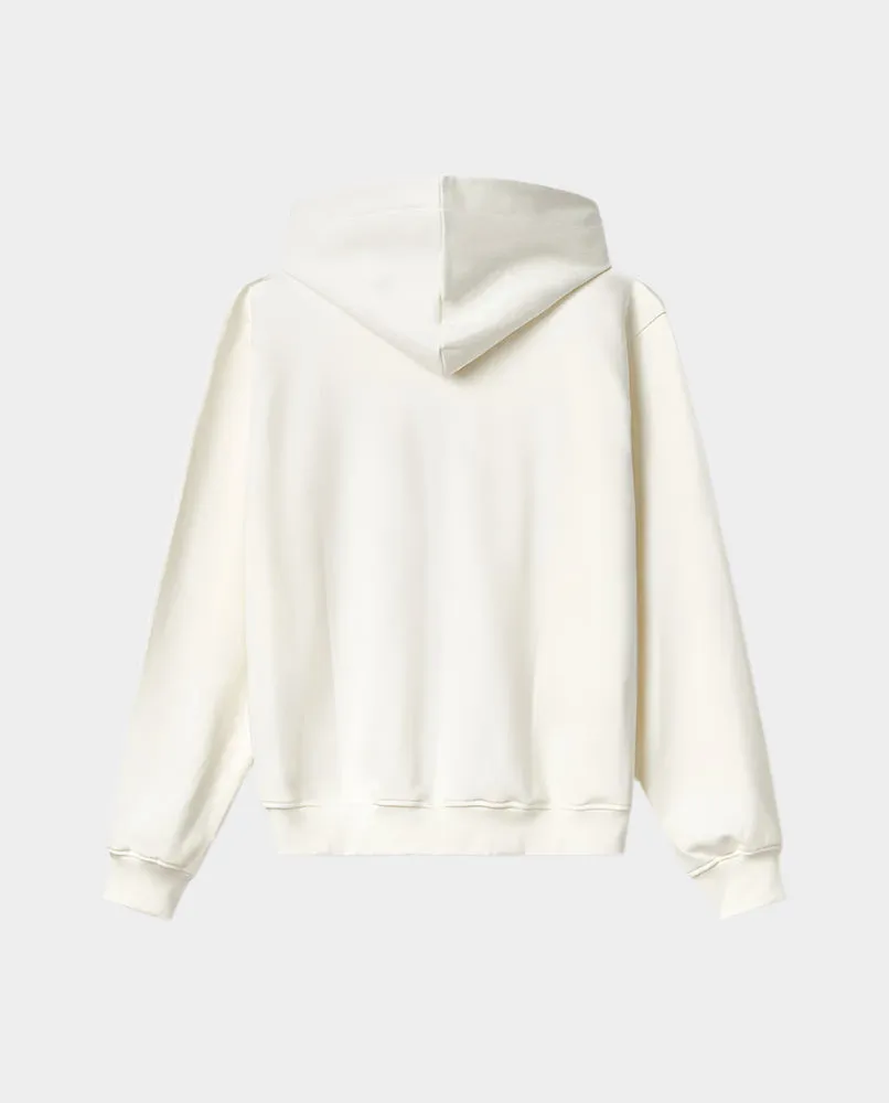 Felpa Bianca Con Cappuccio E Zip Frontale