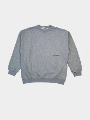 Felpa Girocollo Grigio Melange Con Stampa Frontale