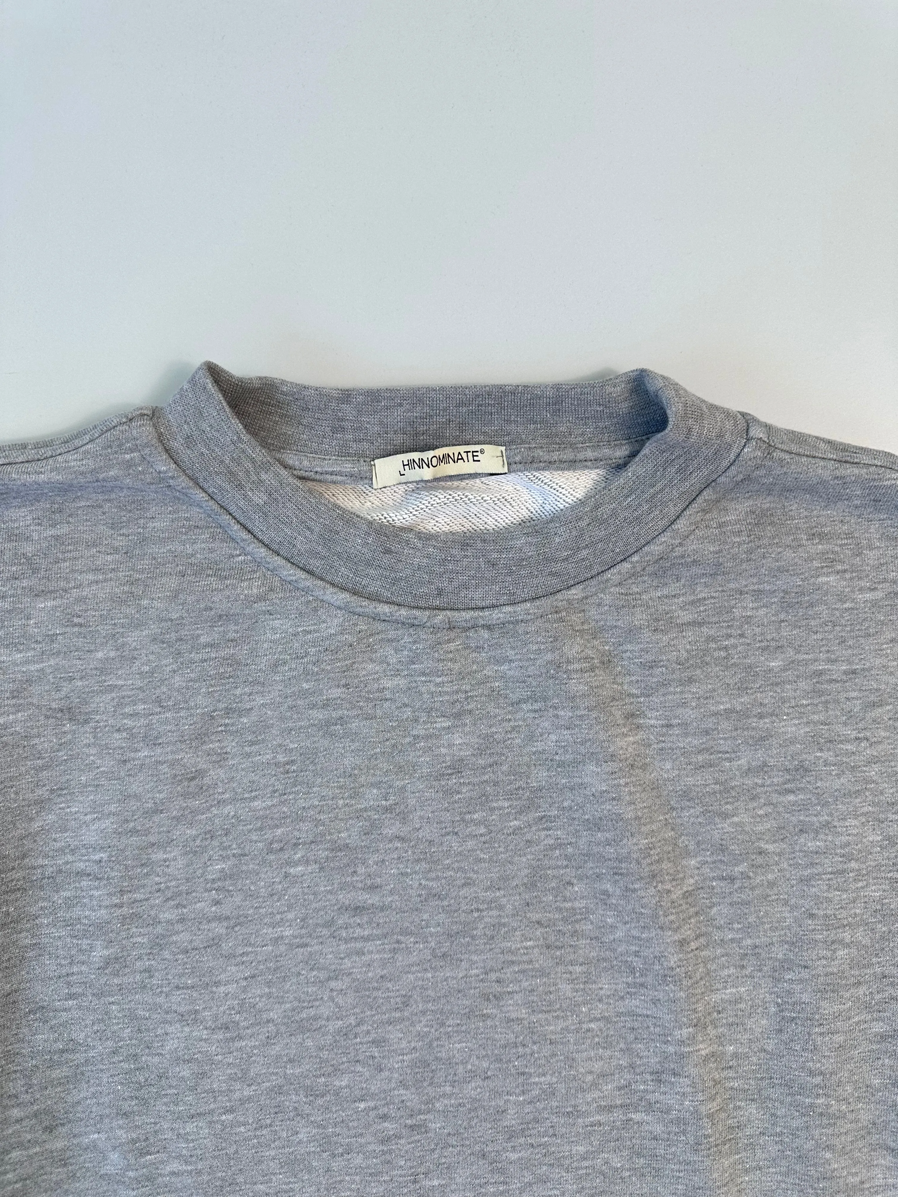 Felpa Girocollo Grigio Melange Con Stampa Frontale
