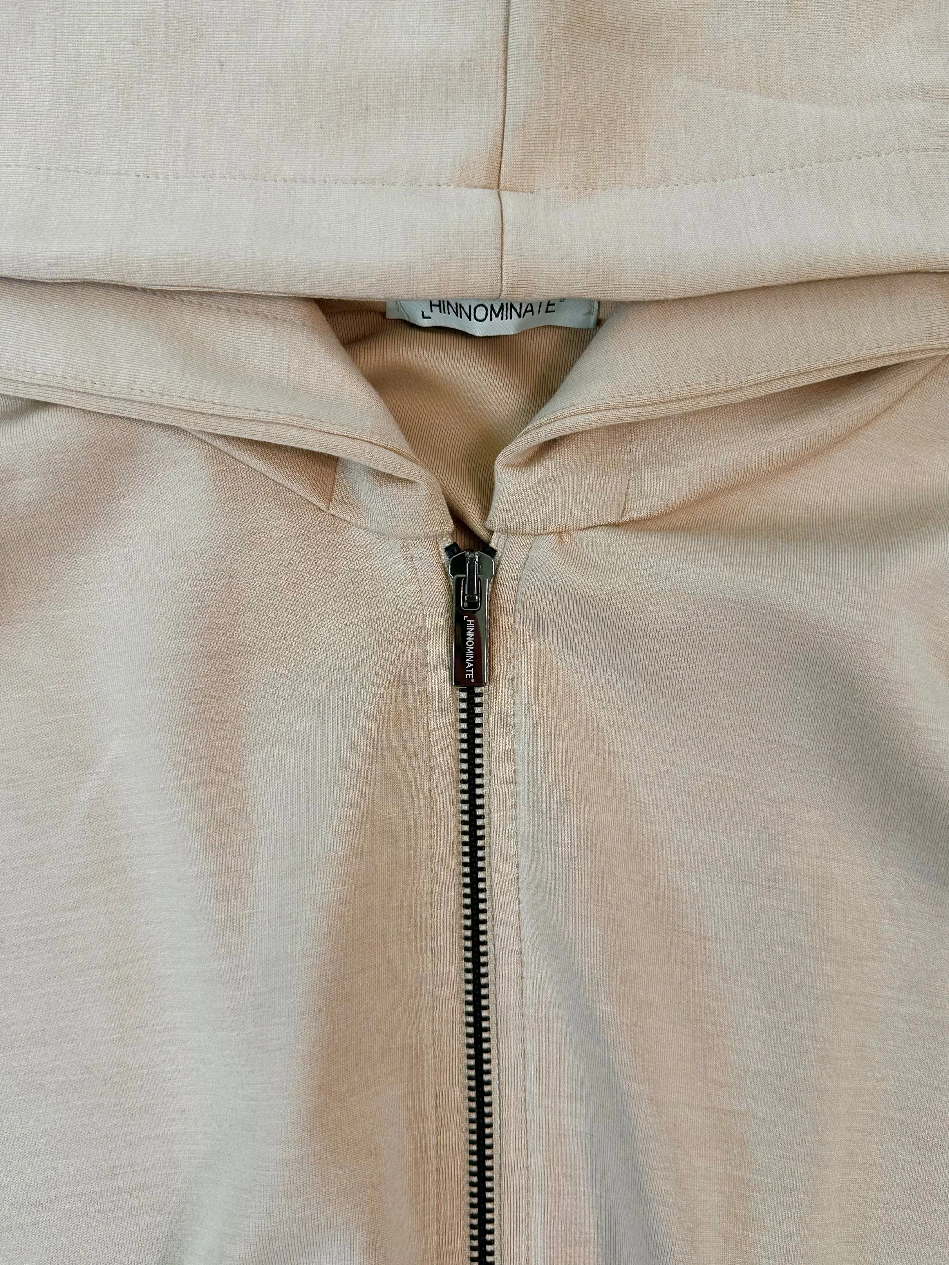 Felpa Nocciola Cropped Con Zip E Cappuccio