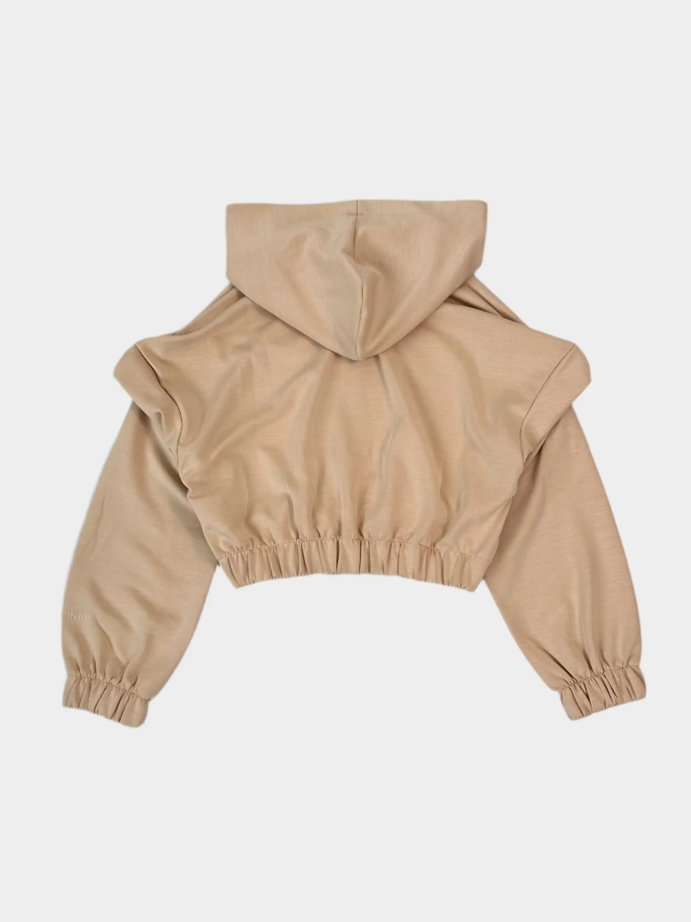 Felpa Nocciola Cropped Con Zip E Cappuccio