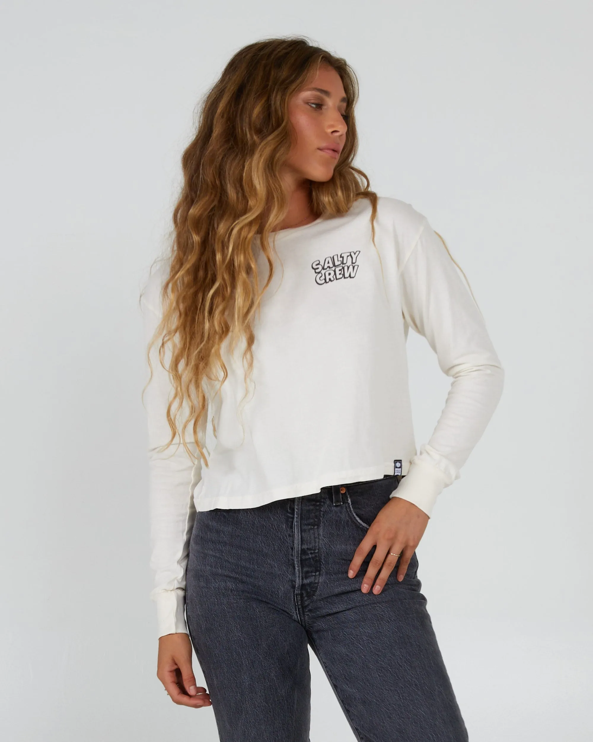 Floats Your Boat L/S Crop Tee - Off White