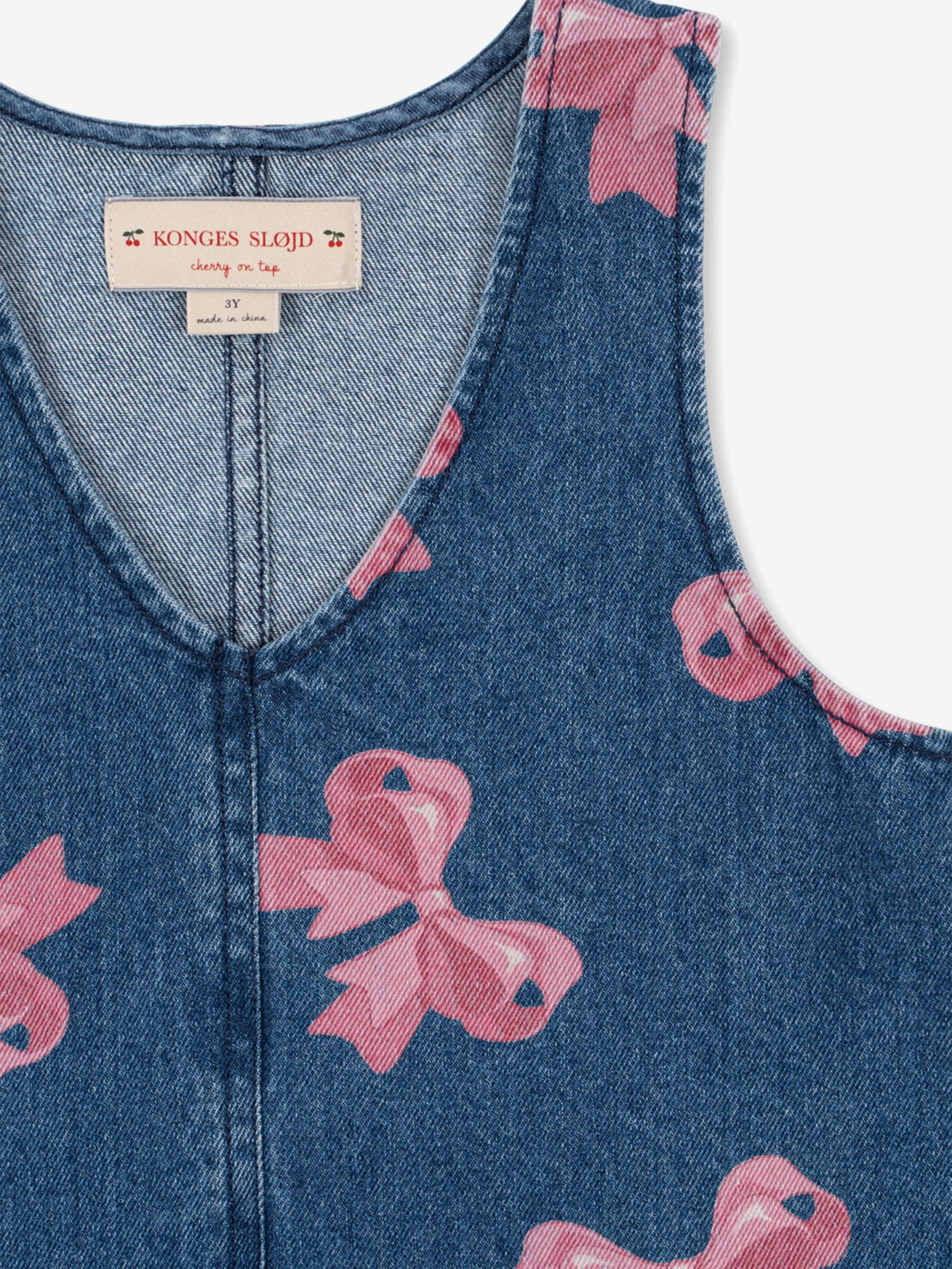 Girls Magot Bella Bow Denim Dress in Blue
