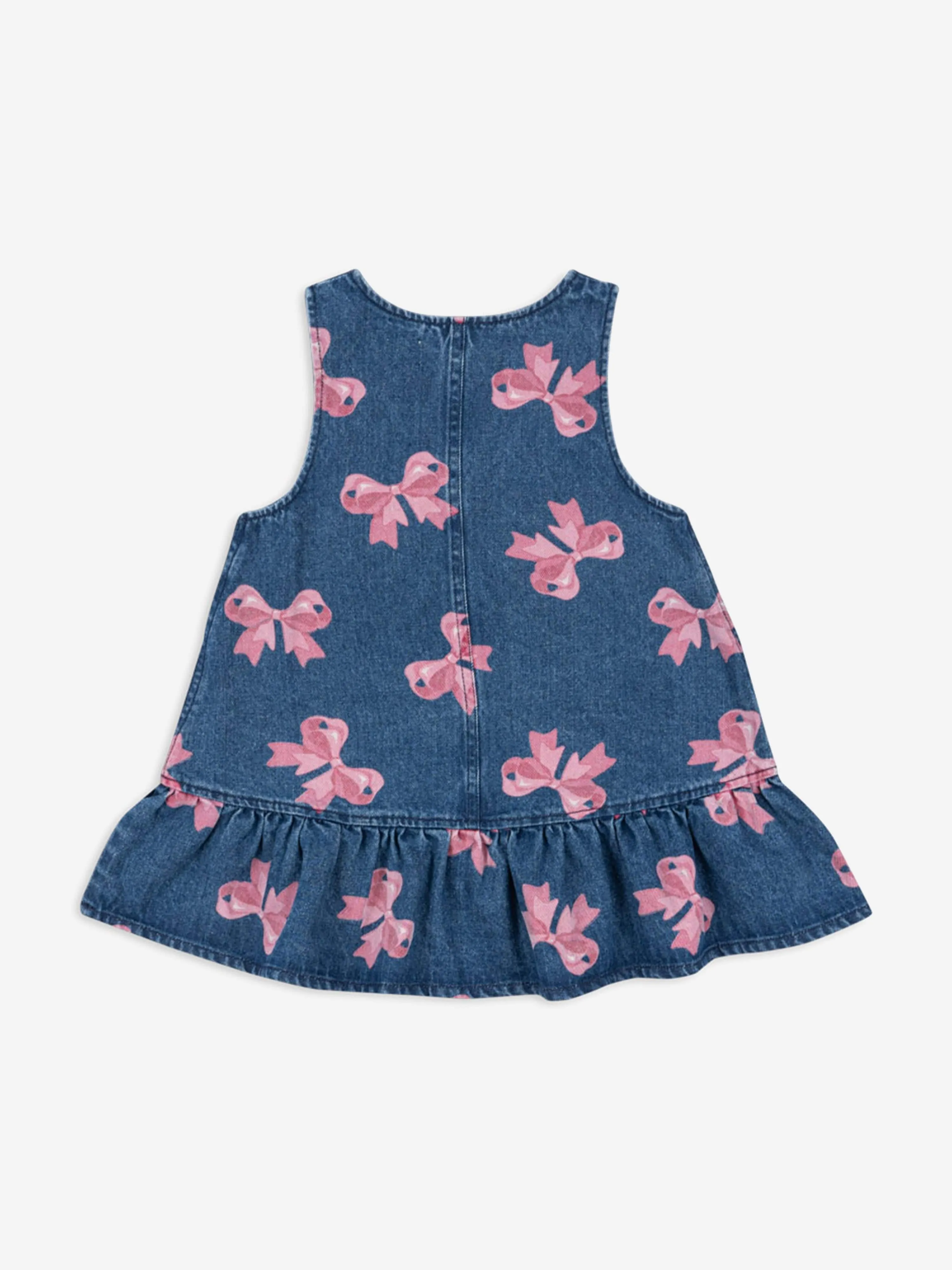 Girls Magot Bella Bow Denim Dress in Blue