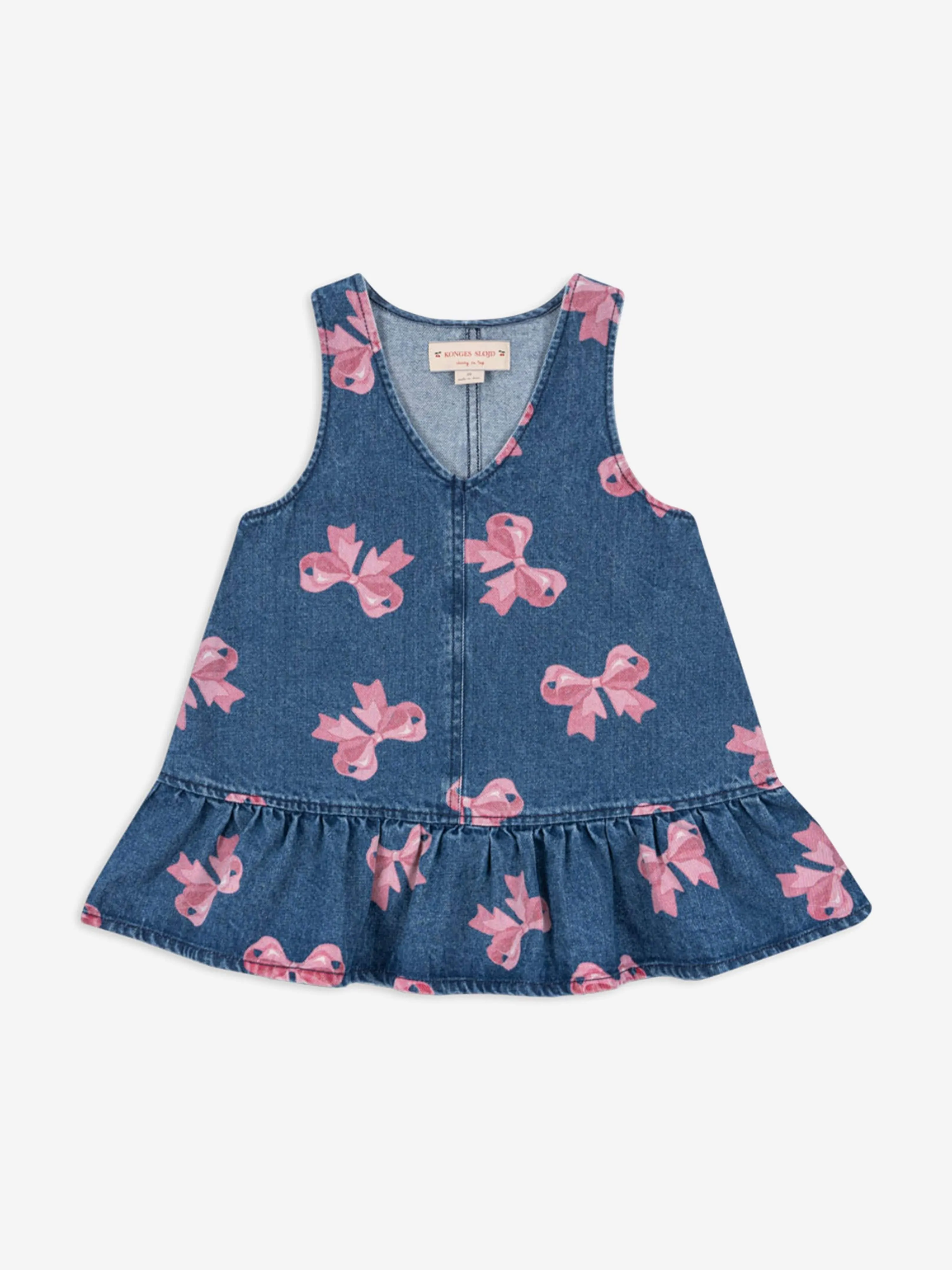 Girls Magot Bella Bow Denim Dress in Blue