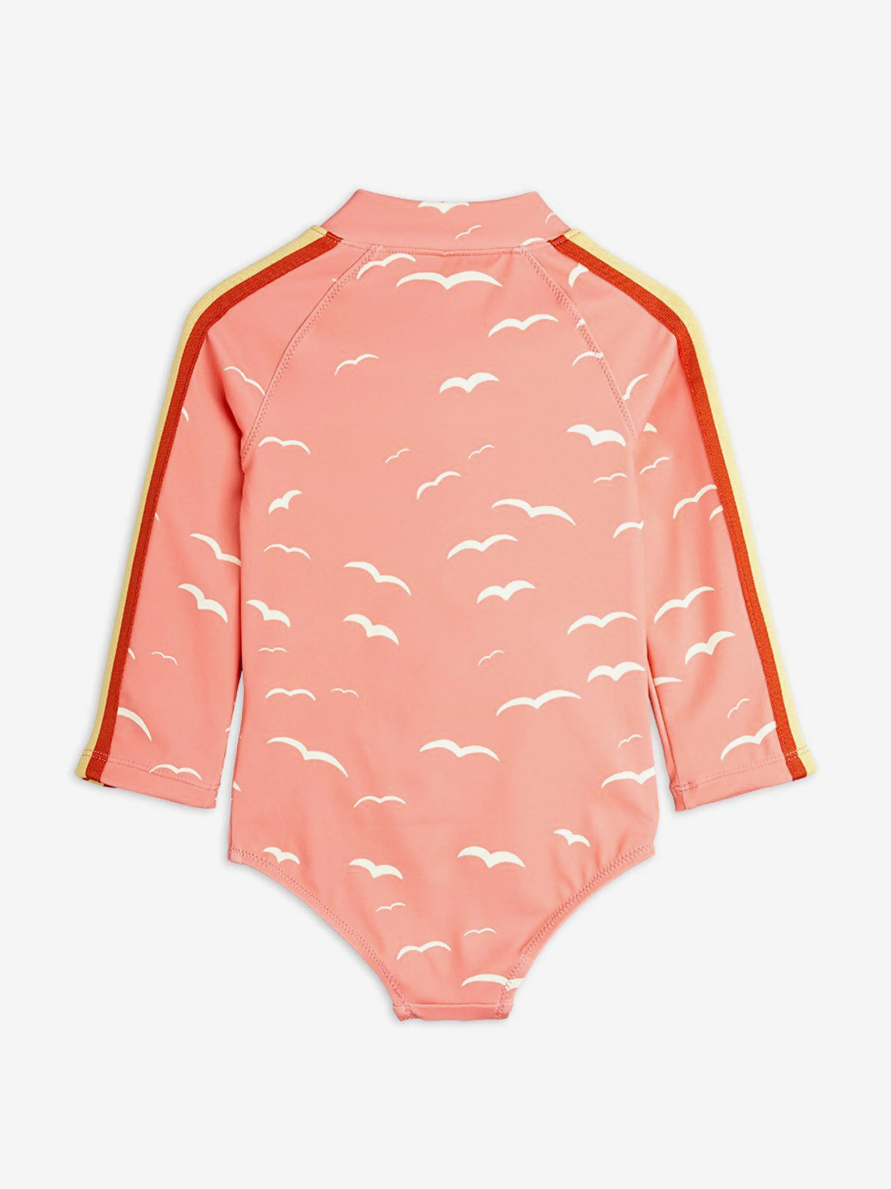 Girls Seagull AOP Long Sleeve Swimsuit in Pink
