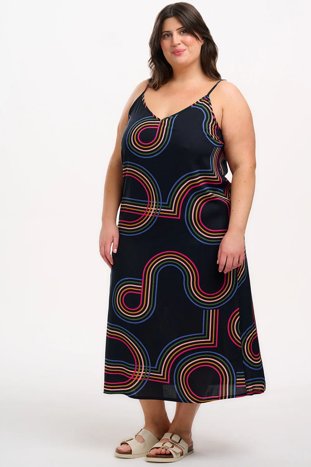Gretchen Midi Sundress - Black. Retro Racer