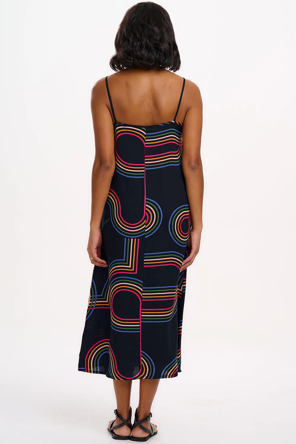 Gretchen Midi Sundress - Black. Retro Racer