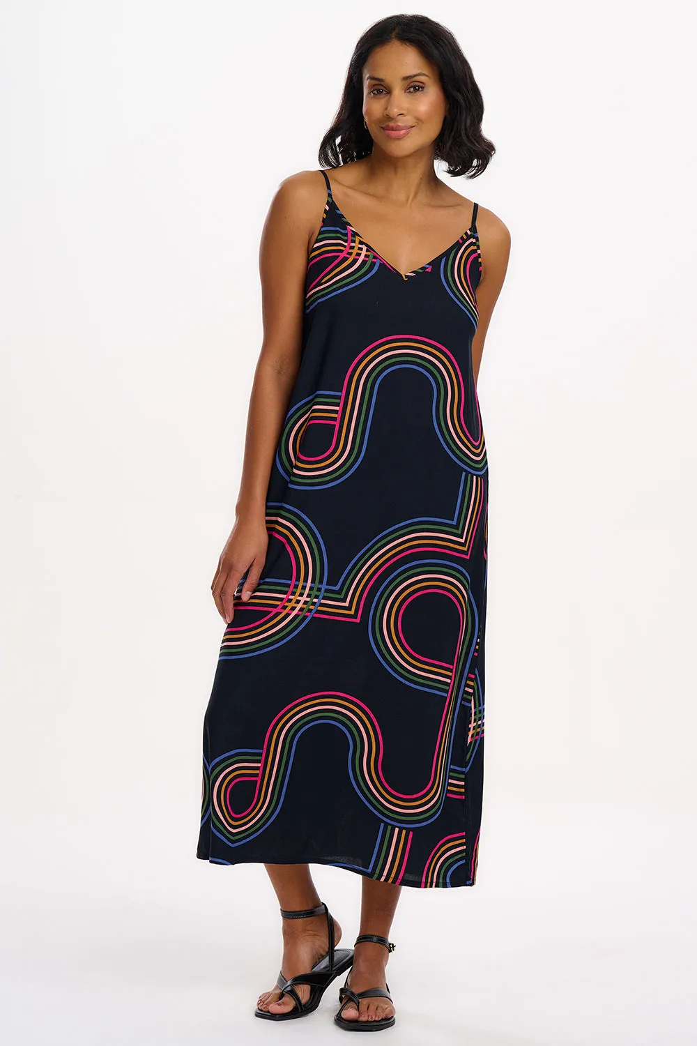 Gretchen Midi Sundress - Black. Retro Racer