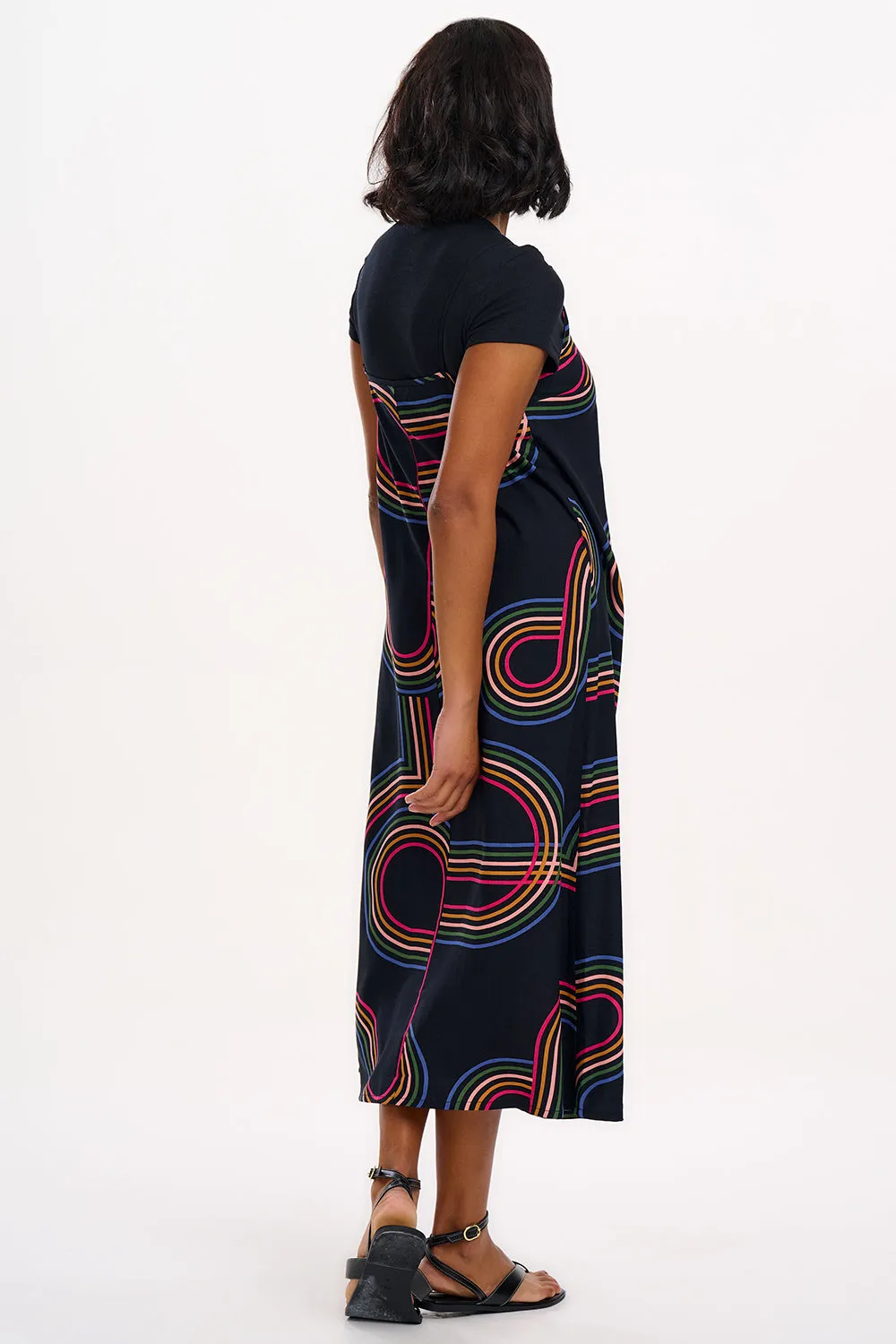 Gretchen Midi Sundress - Black. Retro Racer
