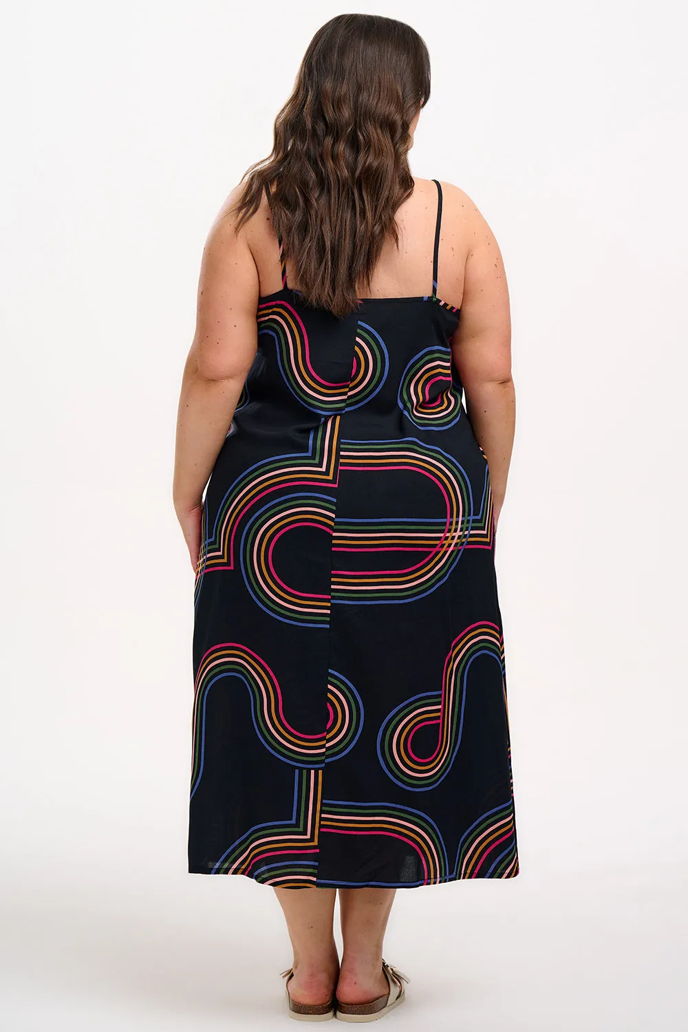 Gretchen Midi Sundress - Black. Retro Racer