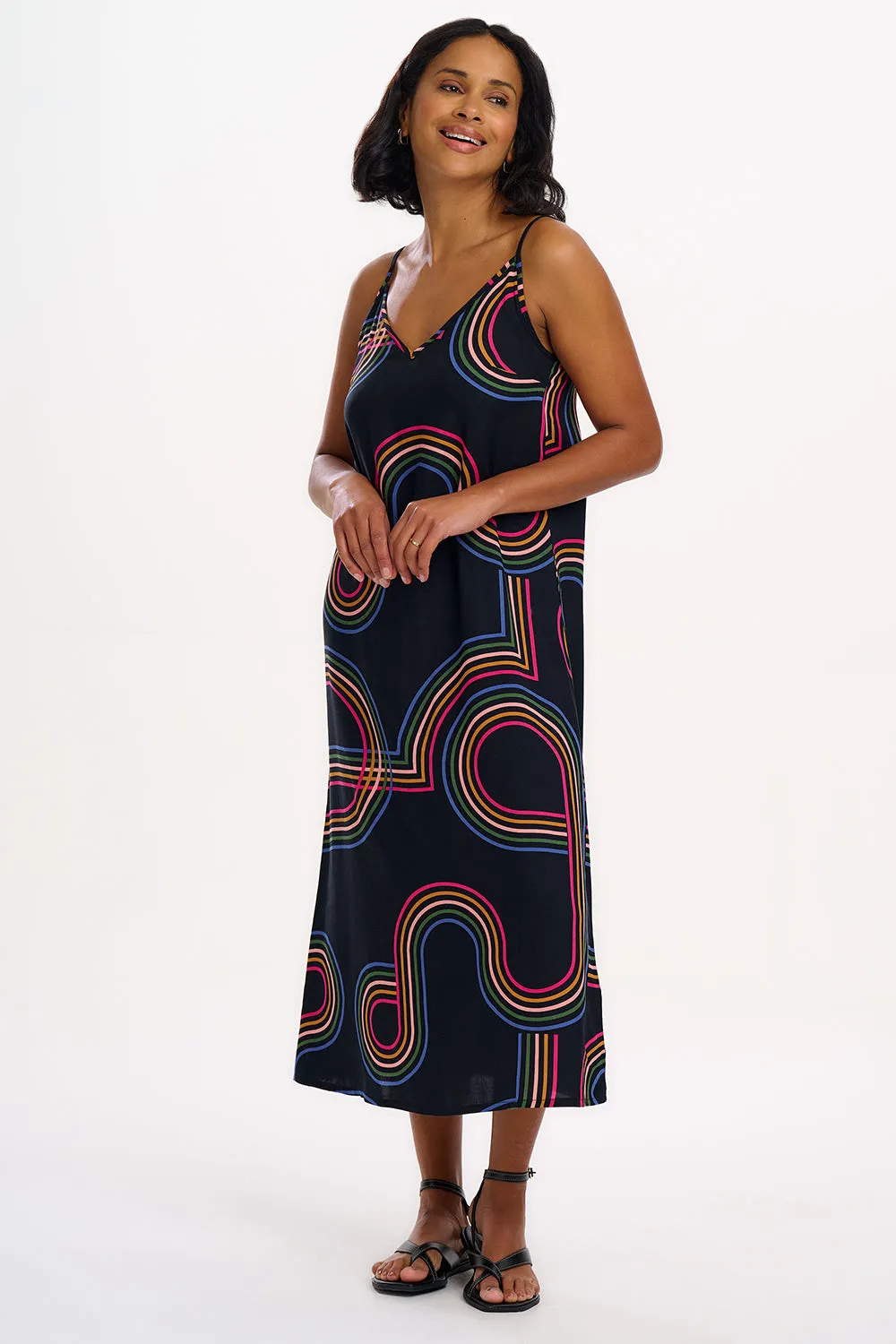 Gretchen Midi Sundress - Black. Retro Racer