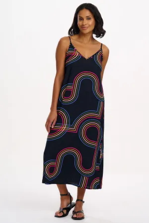 Gretchen Midi Sundress - Black. Retro Racer