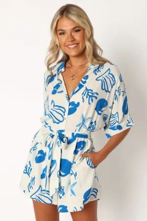 Hewitt Playsuit - White Blue