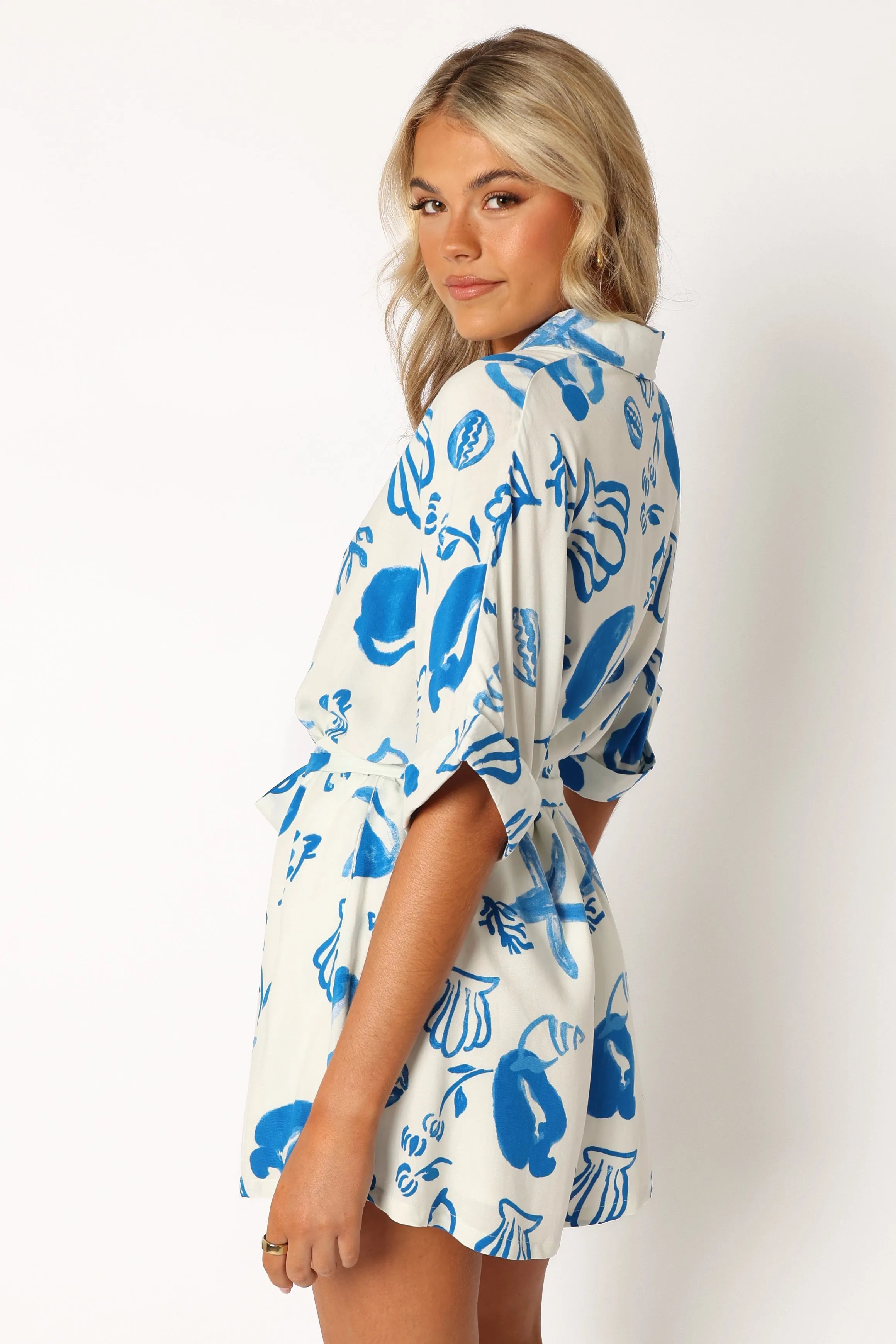 Hewitt Playsuit - White Blue