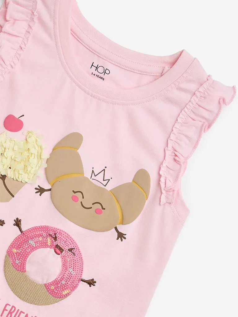 HOP Kids Pink Bakery-Themed Cotton Top