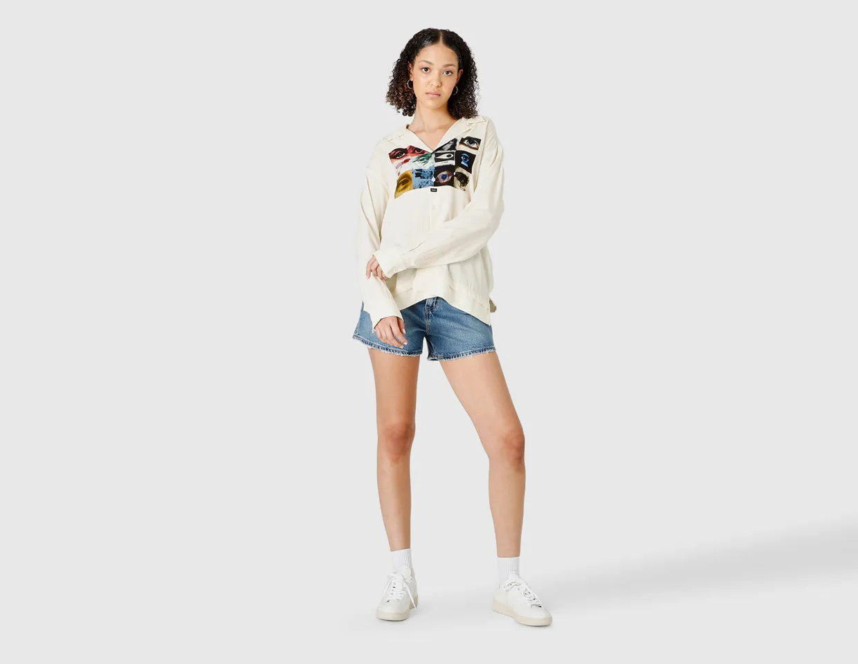 HUF Women's Realize Long Sleeve Woven Top / Off White
