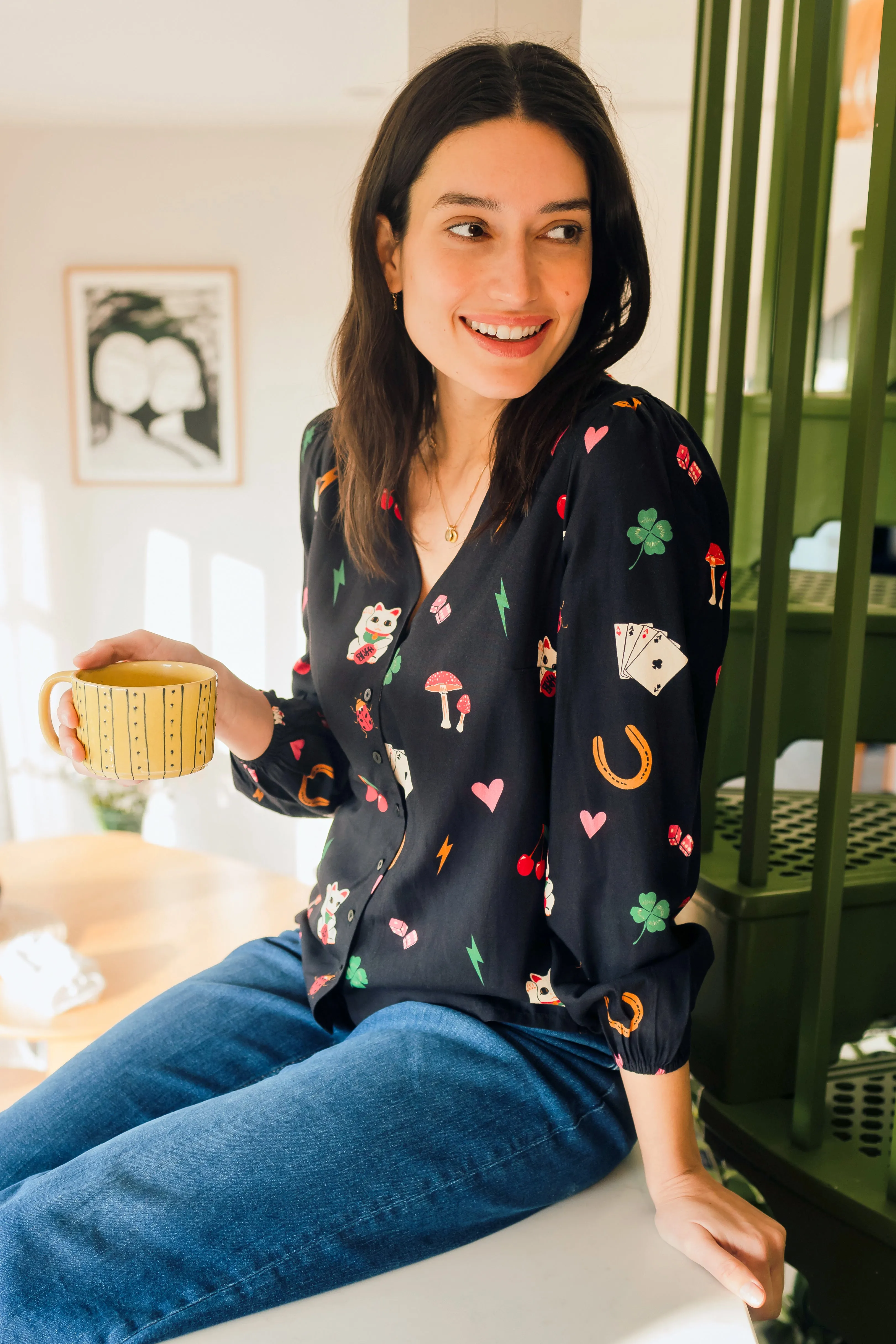 Imelda Blouse - Black. Lucky Charms