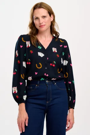 Imelda Blouse - Black. Lucky Charms