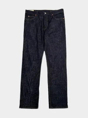 Jeans In Denim Scuro A Gamba Dritta