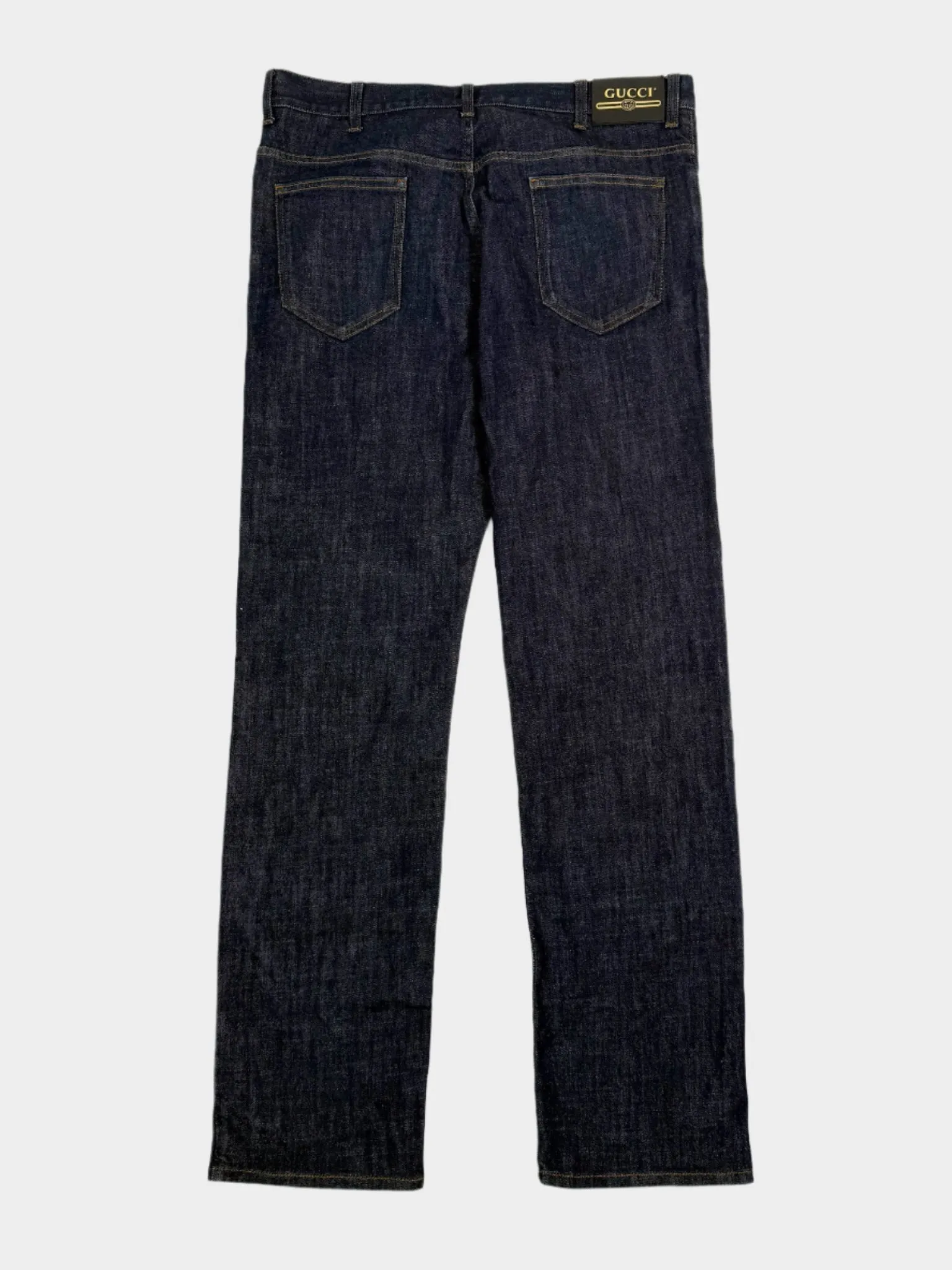 Jeans In Denim Scuro A Gamba Dritta