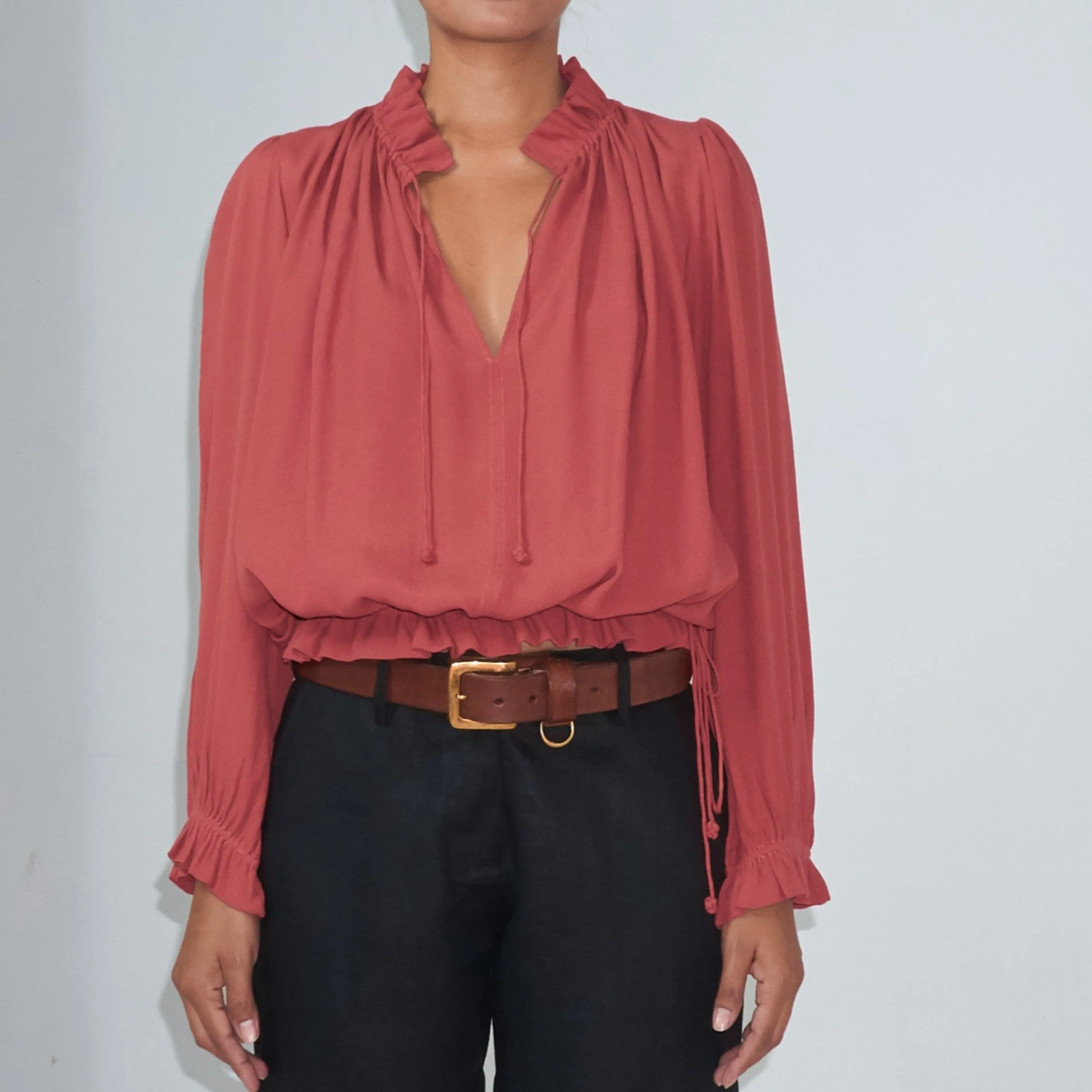 KATY BLOUSE - Rayon Fujette Crepe | Dusty Rose